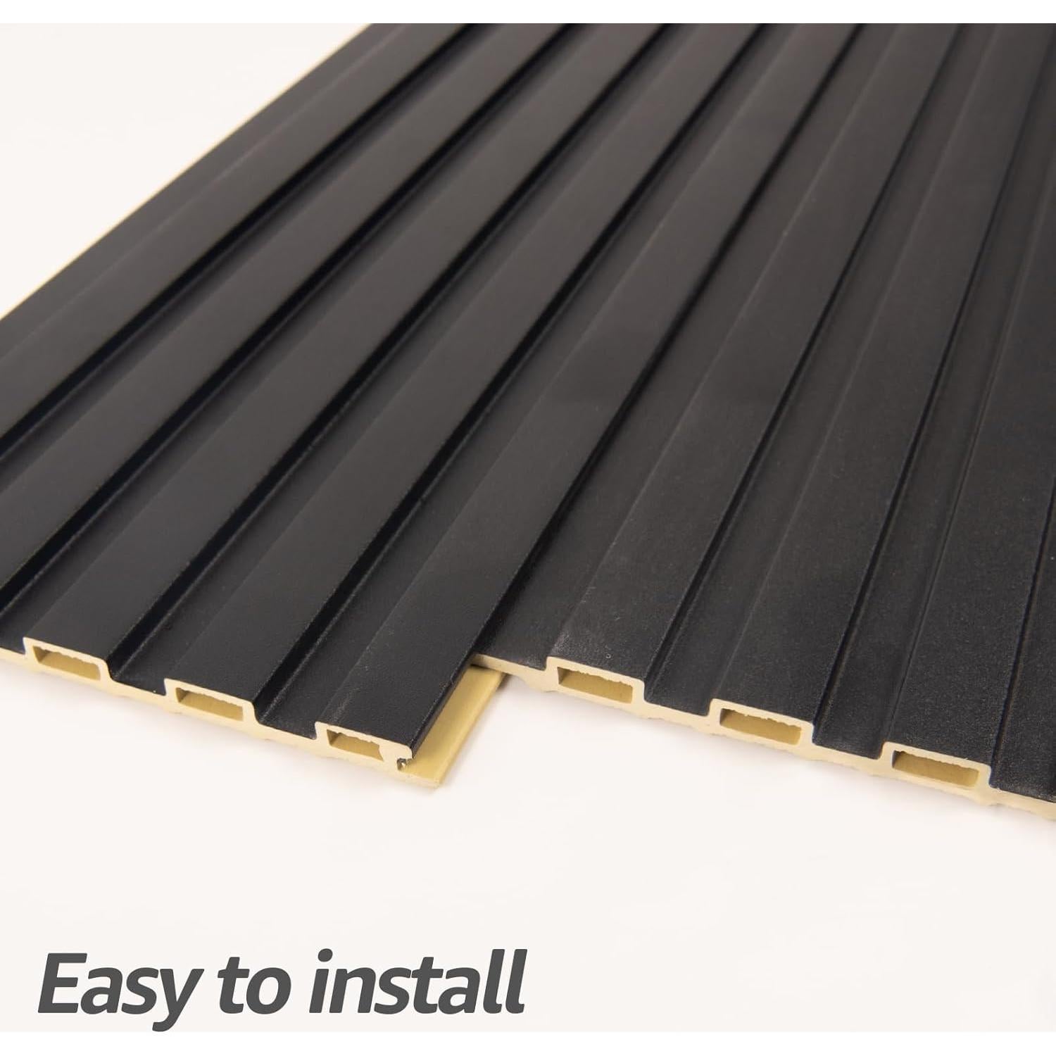 Paneles de Wainscoting WPC Art3d 16 Piezas 121.9x15.2cm Negro