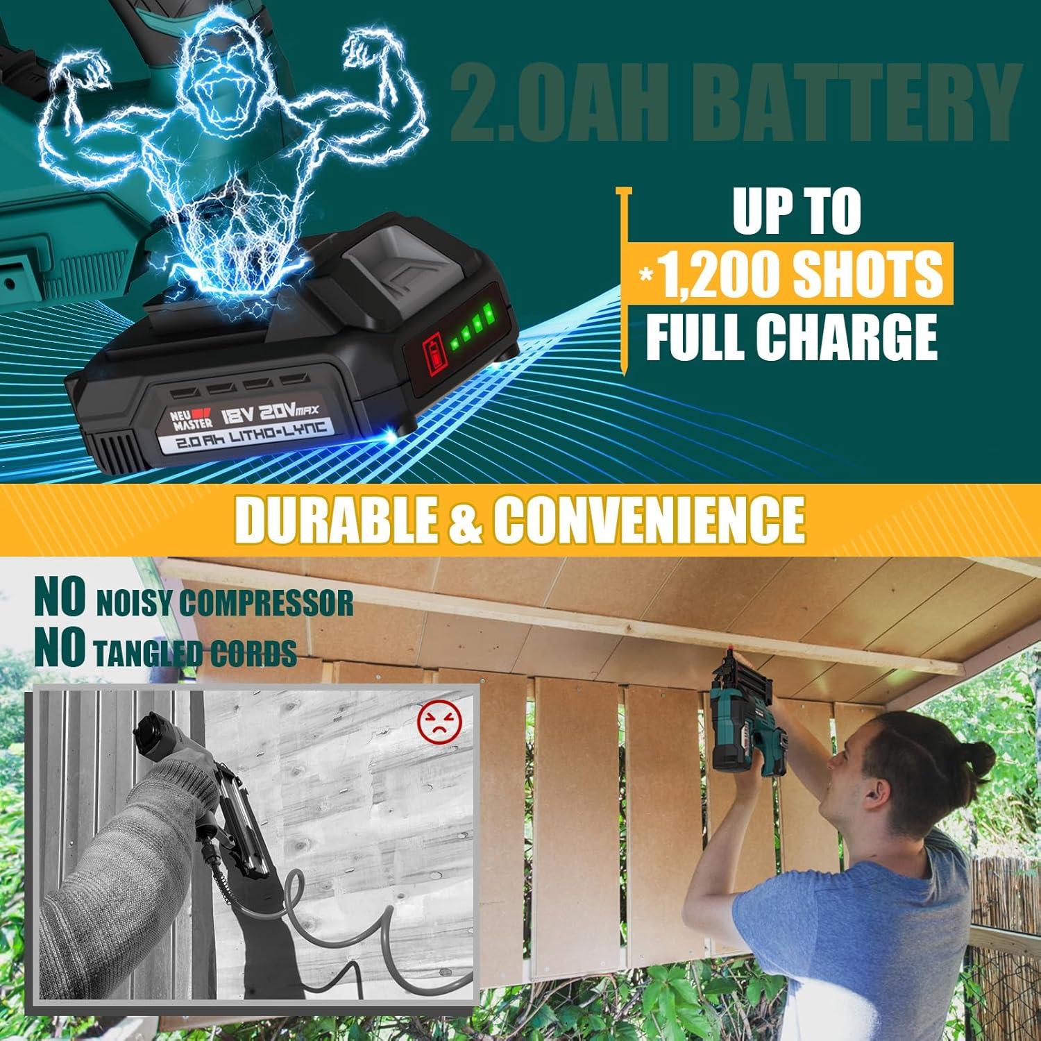 Pistola de Clavos Inalámbrica NEU MASTER 20V 1800 Clavos 5cm