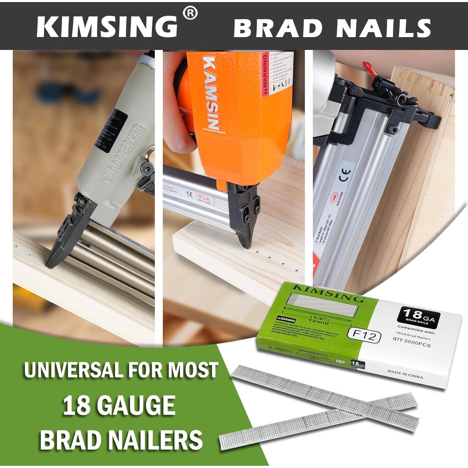 Clavos Brad Galvanizados Kimsing F12 18GA 12mm 5000 Piezas