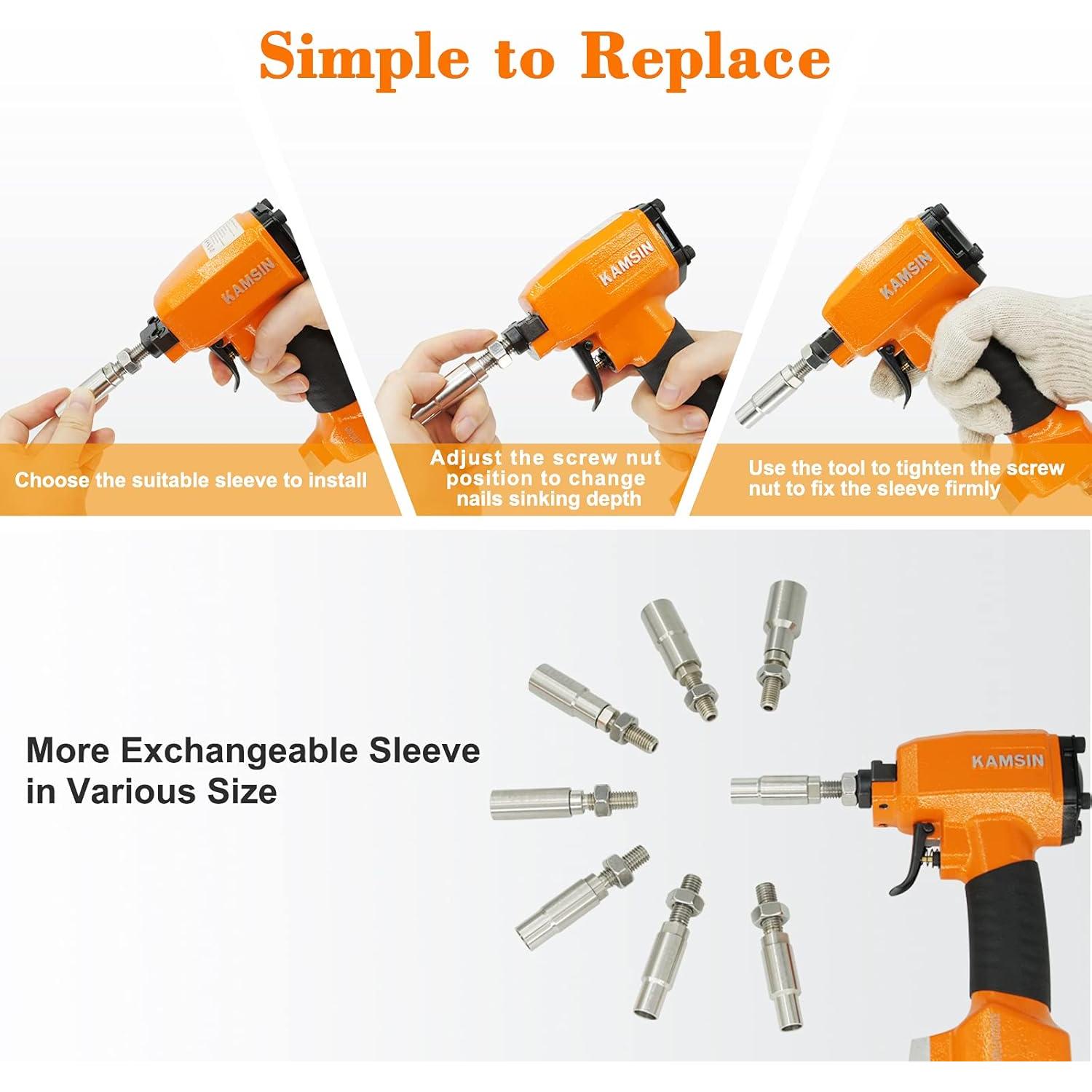 Pistola de Chinchetas Neumática KAMSIN 1170 con Manguito 16.2mm