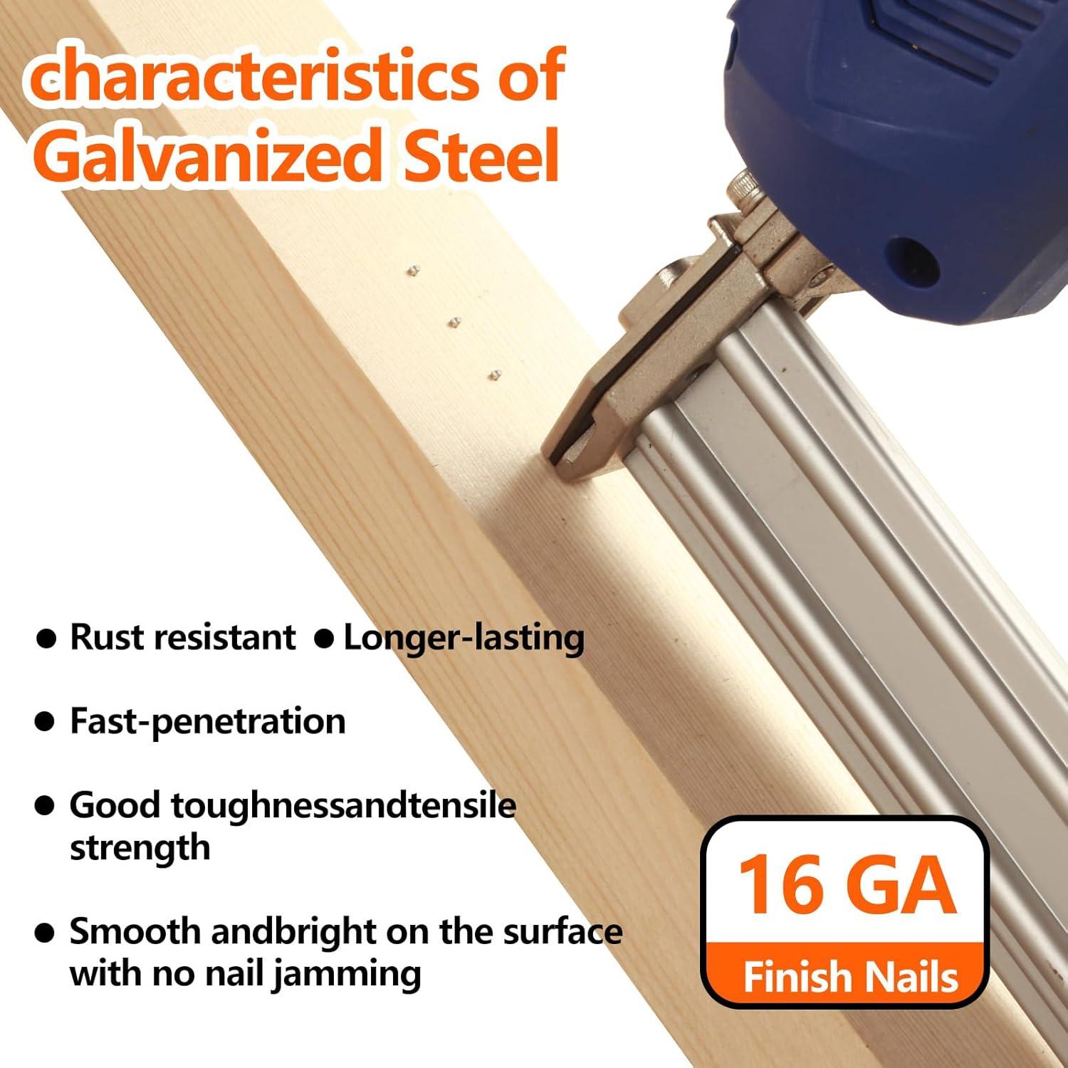 Clavos de Acabado Rectos Galvanizados SITLDY 16GA 2000 Piezas