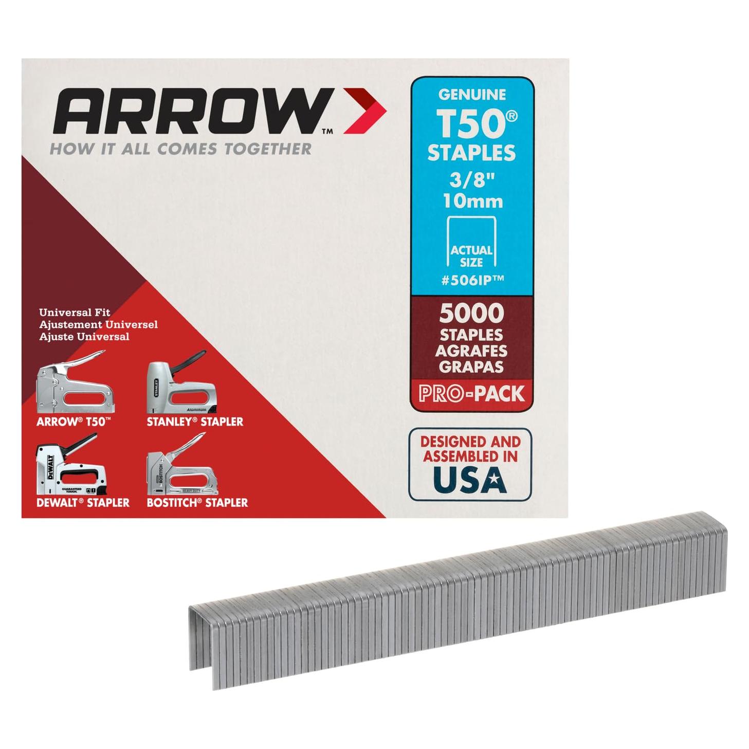 Grapas T50 Arrow Fastener 3/8" 5000 piezas para tapicería
