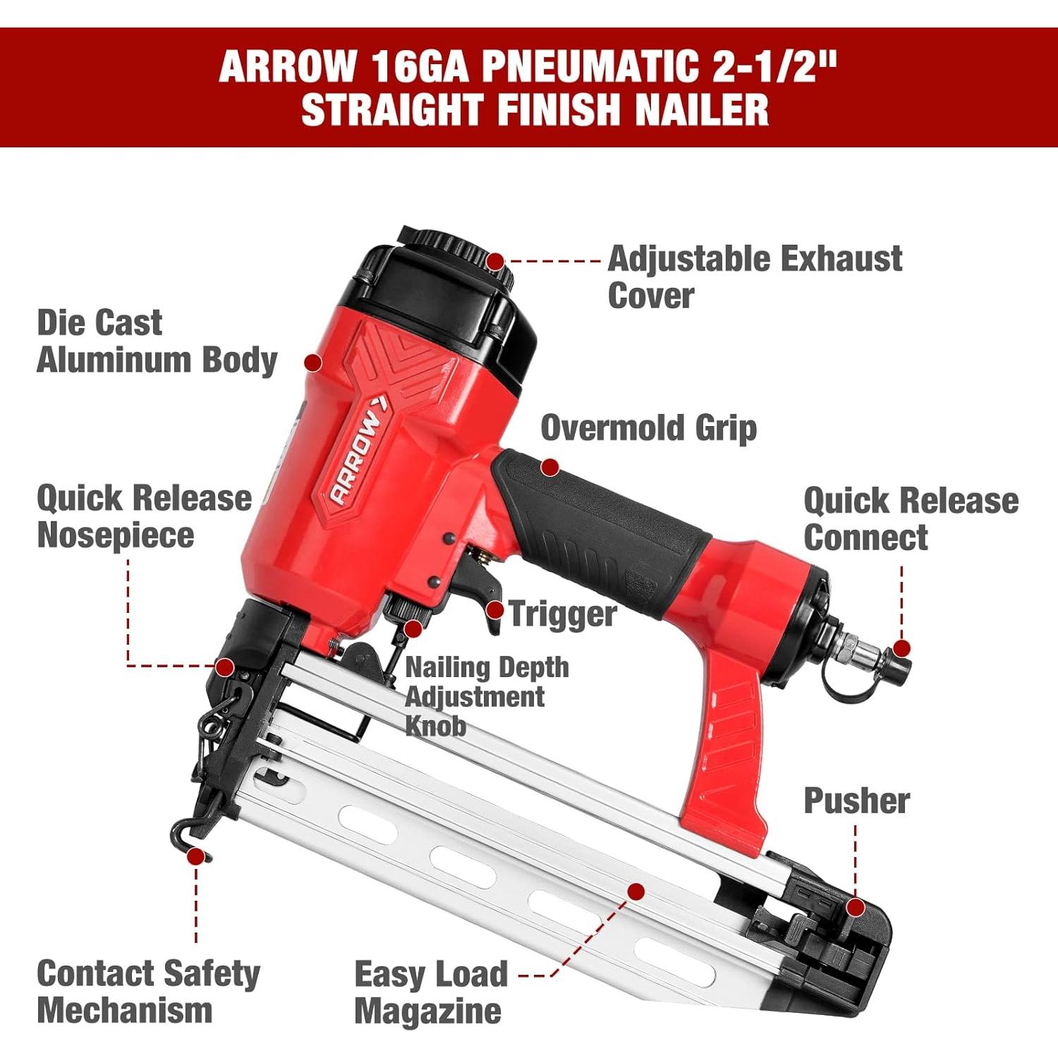 Clavadora Neumática Arrow PT16G con 1000 Clavos 16GA