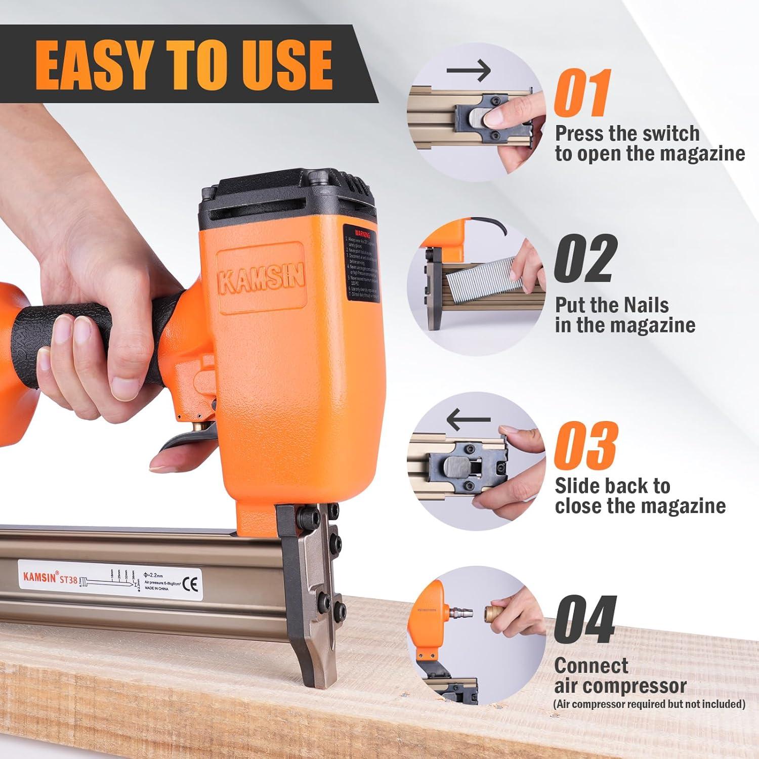 Clavadora Neumática KAMSIN ST38 para Concreto 14 Gauge 18-38 mm