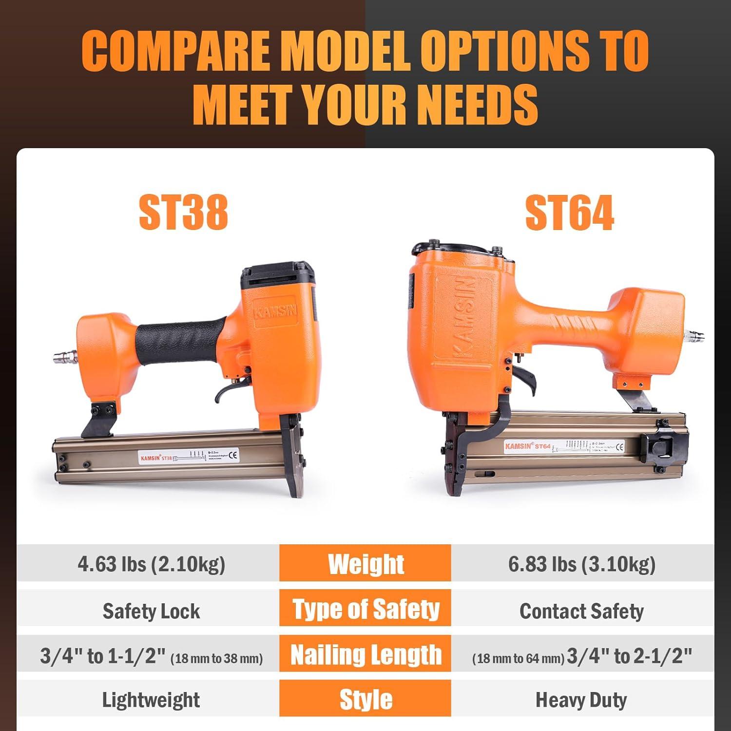 Clavadora Neumática KAMSIN ST38 para Concreto 14 Gauge 18-38 mm