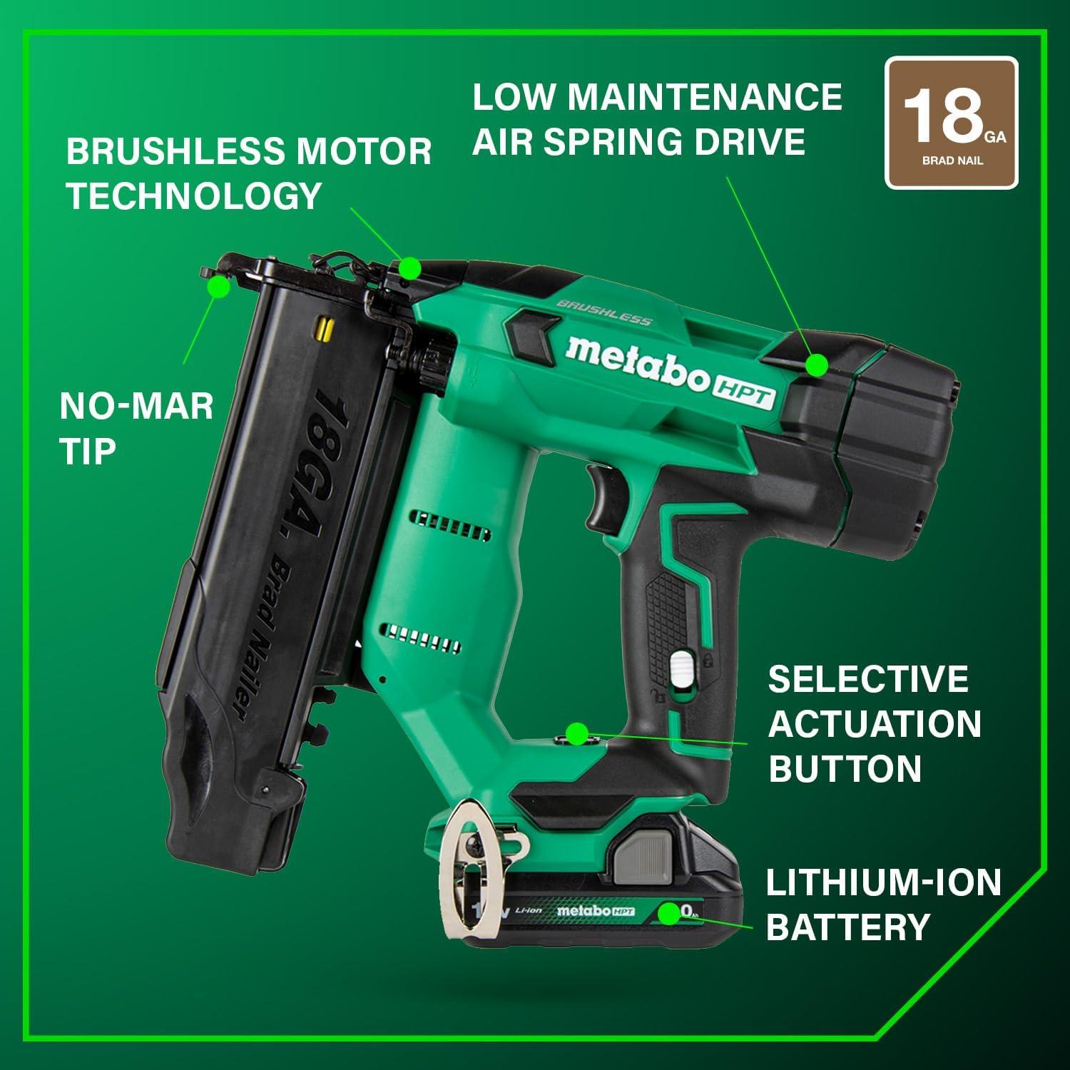 Clavadora de Brad Inalámbrica Metabo HPT 18V 2.0Ah Compacta