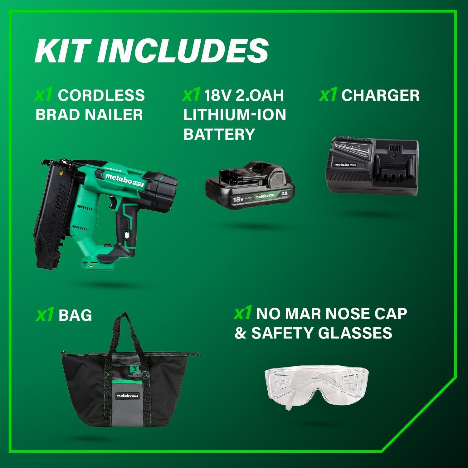 Clavadora de Brad Inalámbrica Metabo HPT 18V 2.0Ah Compacta