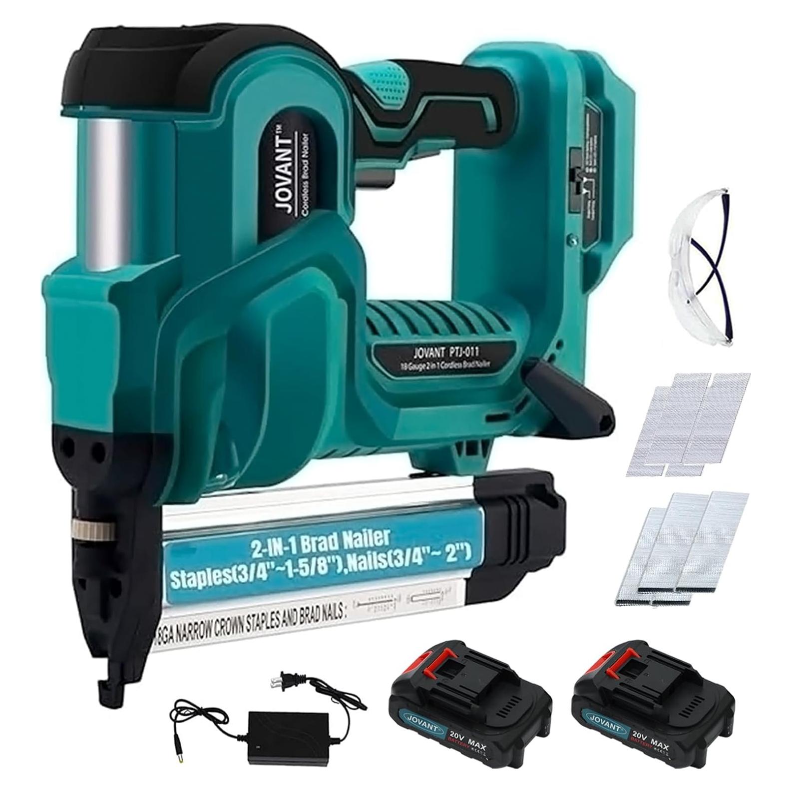 Clavadora eléctrica 2-en-1 JOVANT 20V con 800 clavos y grapas