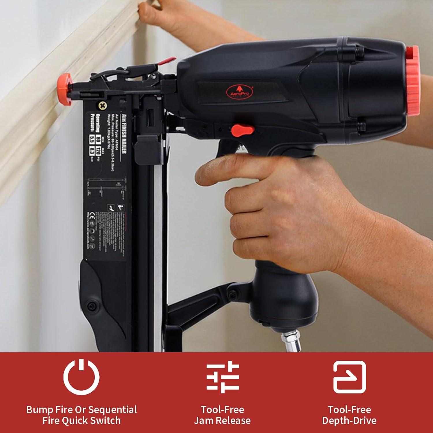 Clavadora de Acabado Neumática AEROPRO AFN64 16 Calibres 90 Clavos/min