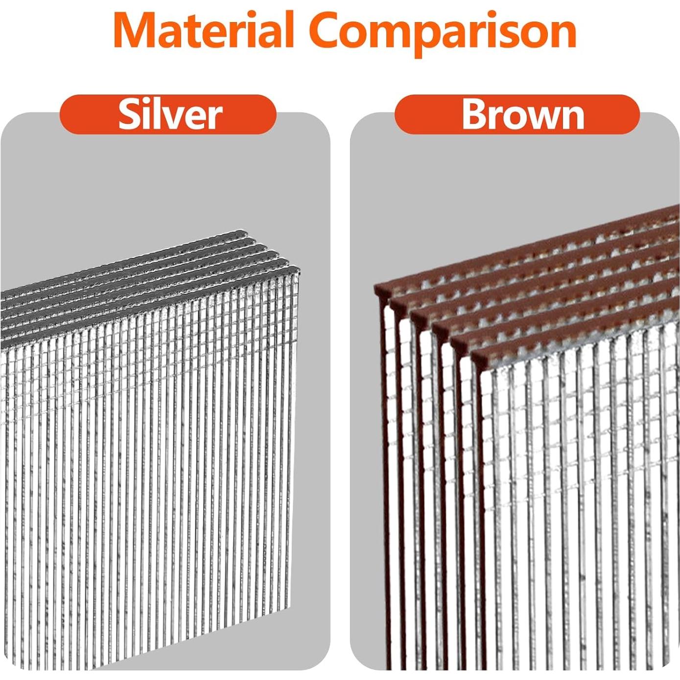 Clavos Brad Galvanizados 18G Marrón T-Head 1600-Pack 8 Tamaños