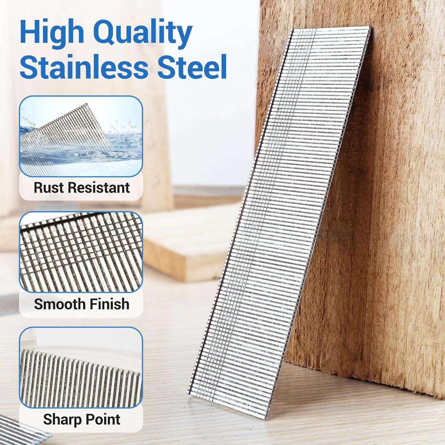 Clavos de Acabado Meite 18GA 1" Acero Inoxidable 304 - 2000 Unidades