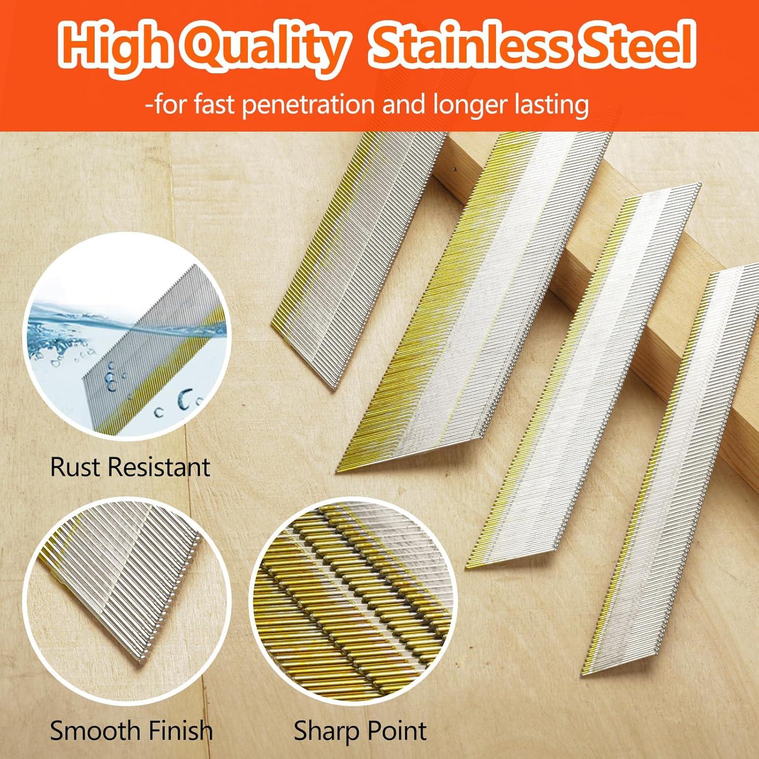 Clavos de Acabado Angulados DA 15 Gauge Acero Inoxidable 1200 Pzas