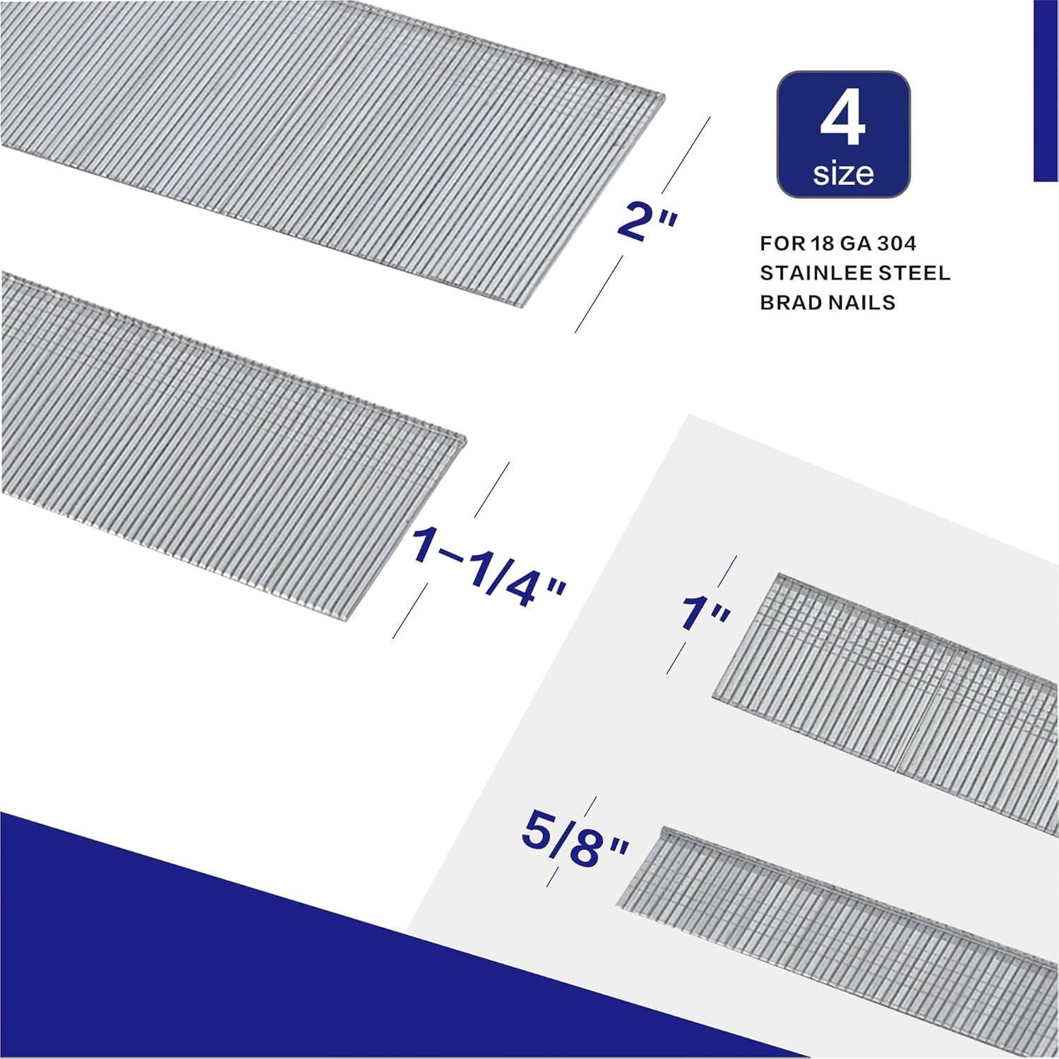 Clavos de Acero Inoxidable 304 HW HAMWOO 18 Gauge 1200 pcs