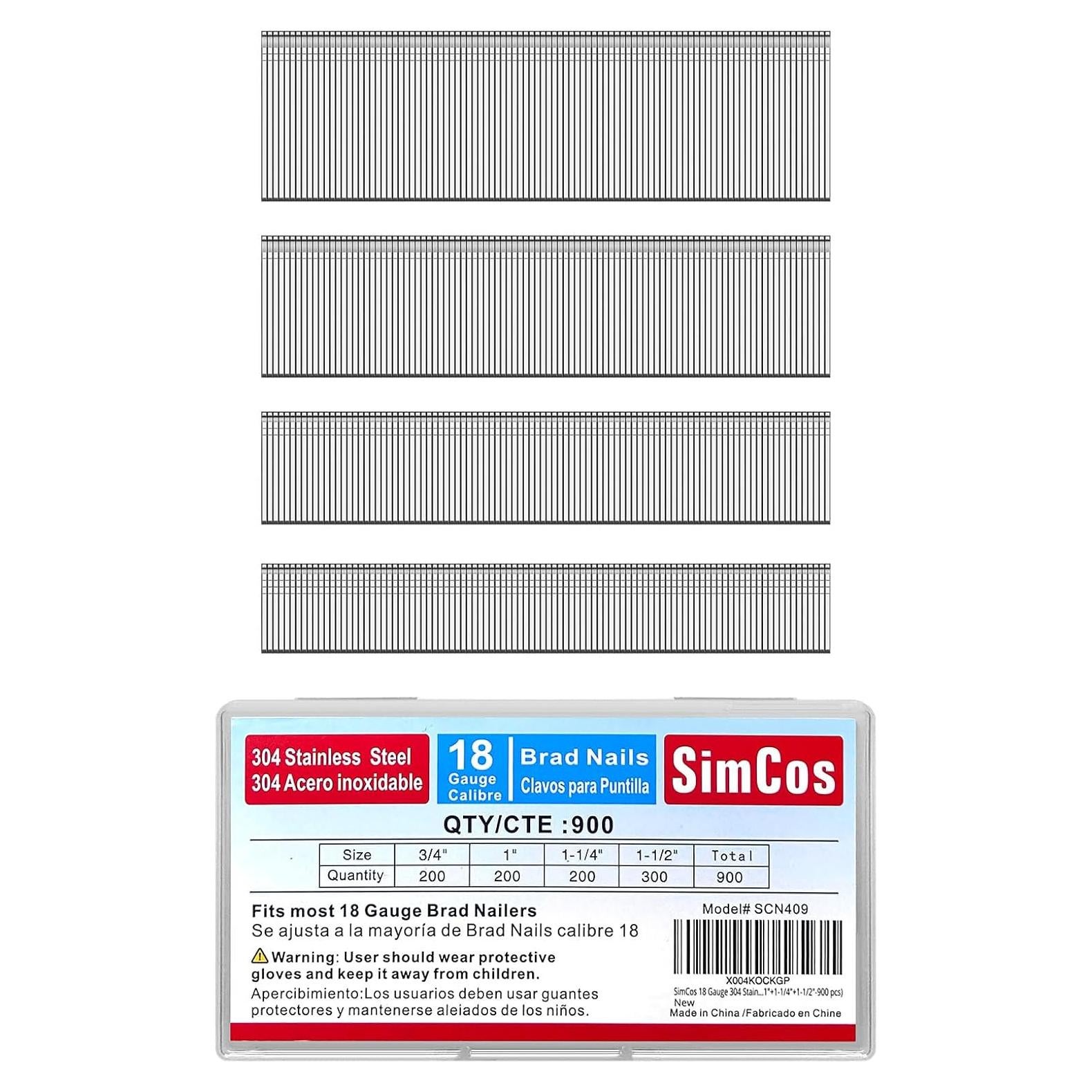 Clavos Brad de Acero Inoxidable 304 18 Gauge 900 pcs