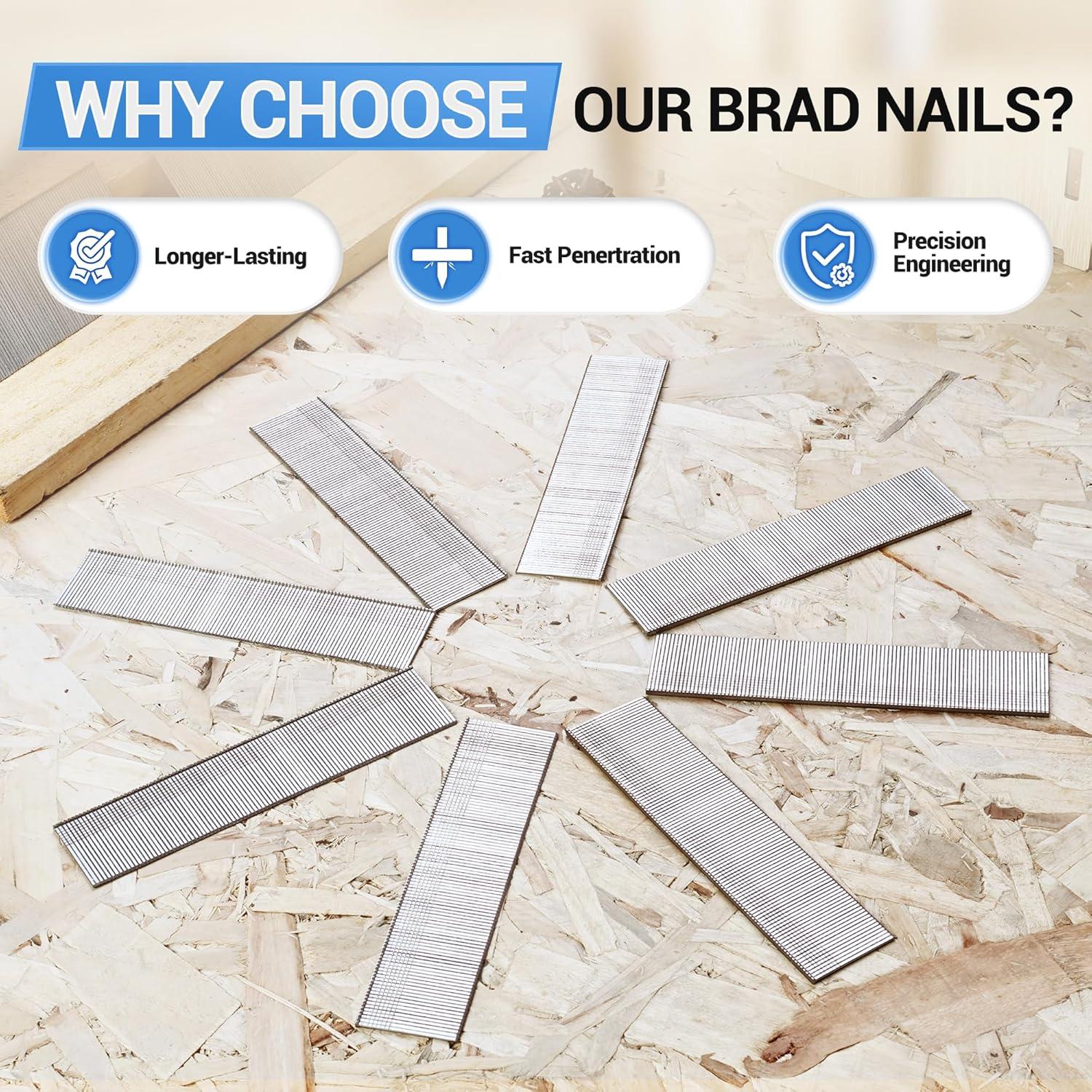 Clavos de Acabado Meite 18GA Acero Inoxidable 304 1.9cm 2000u