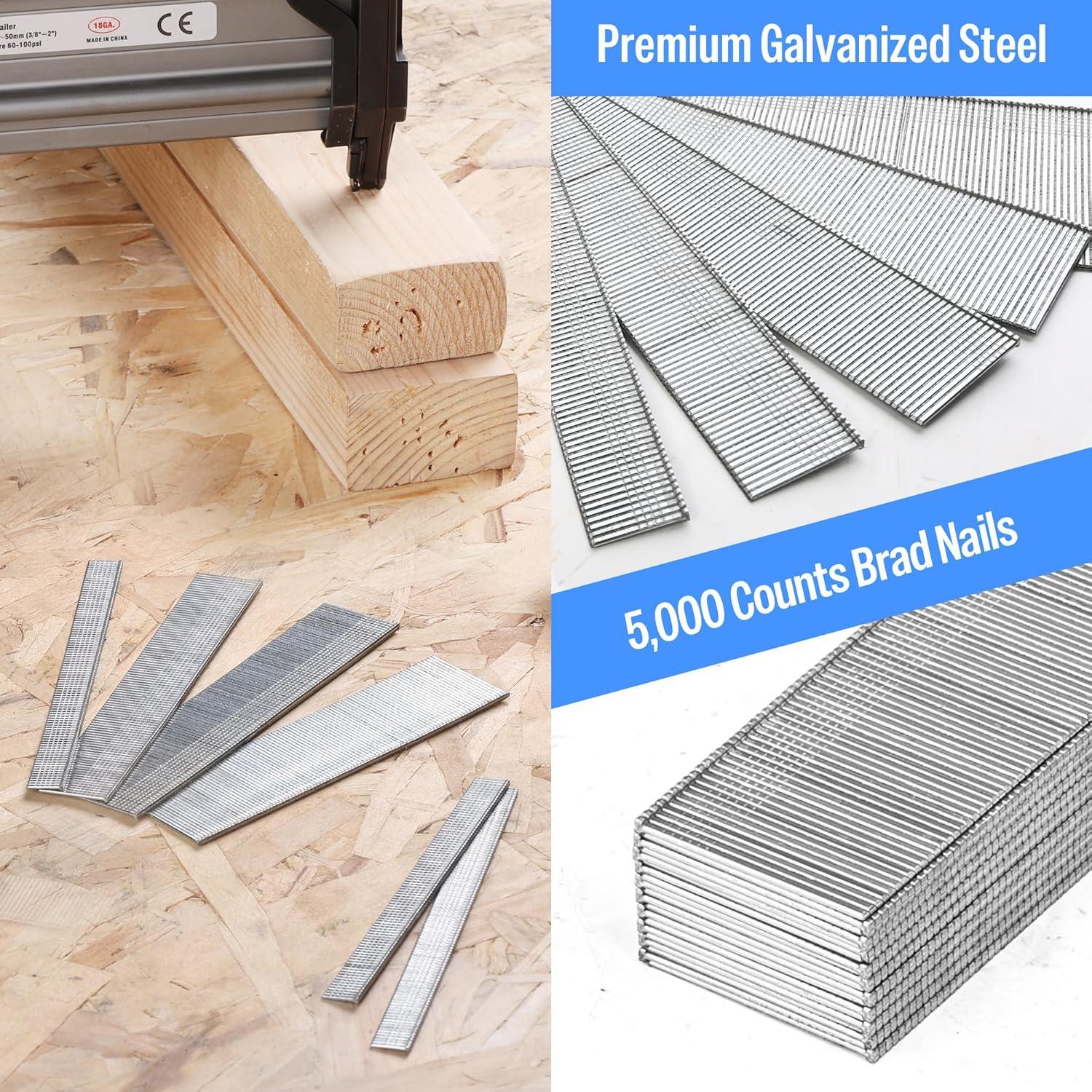 Clavos Brad Galvanizados Meite 18GA 1/2" 5000 Unidades