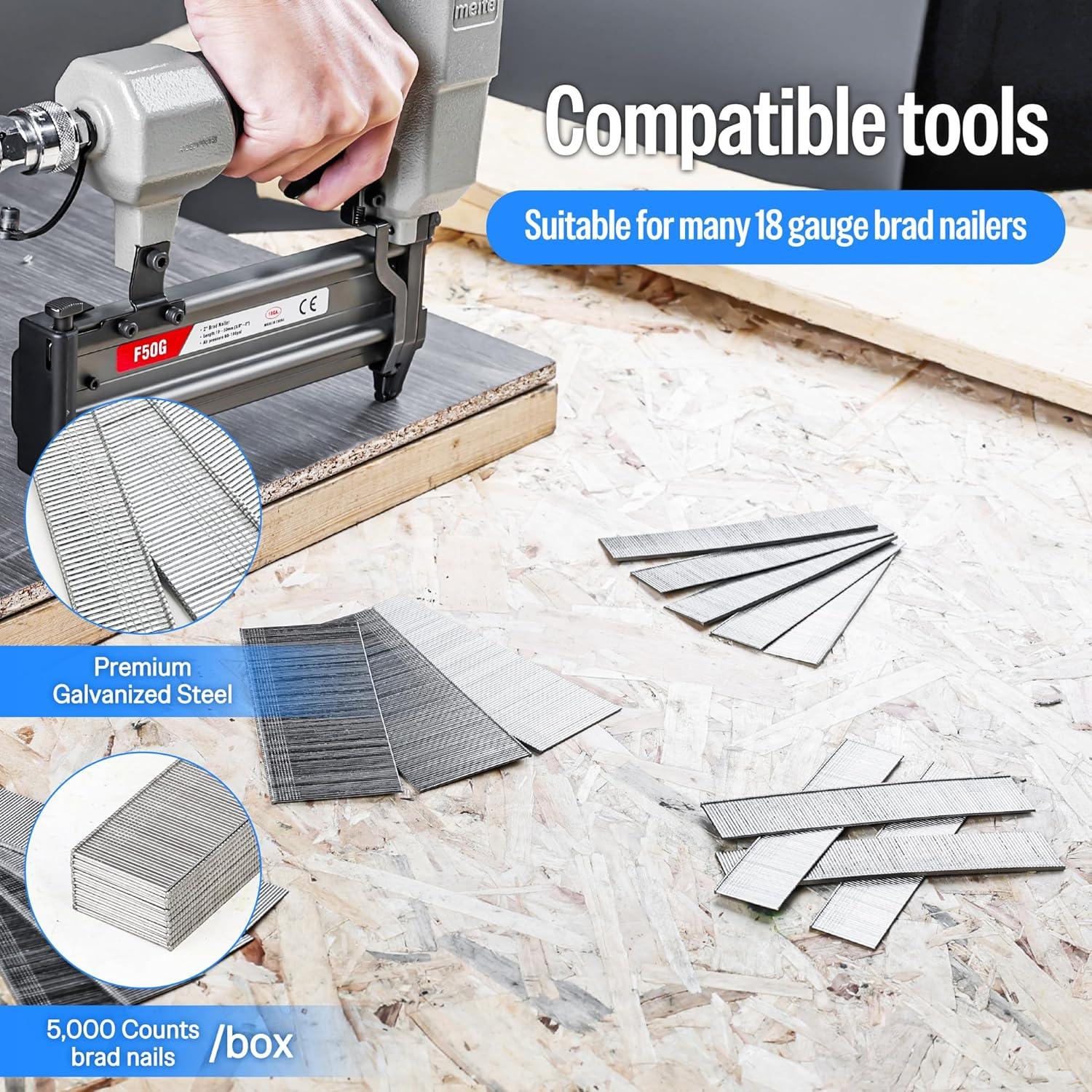 Clavos Brad Galvanizados Meite 18GA 1/2" 5000 Unidades