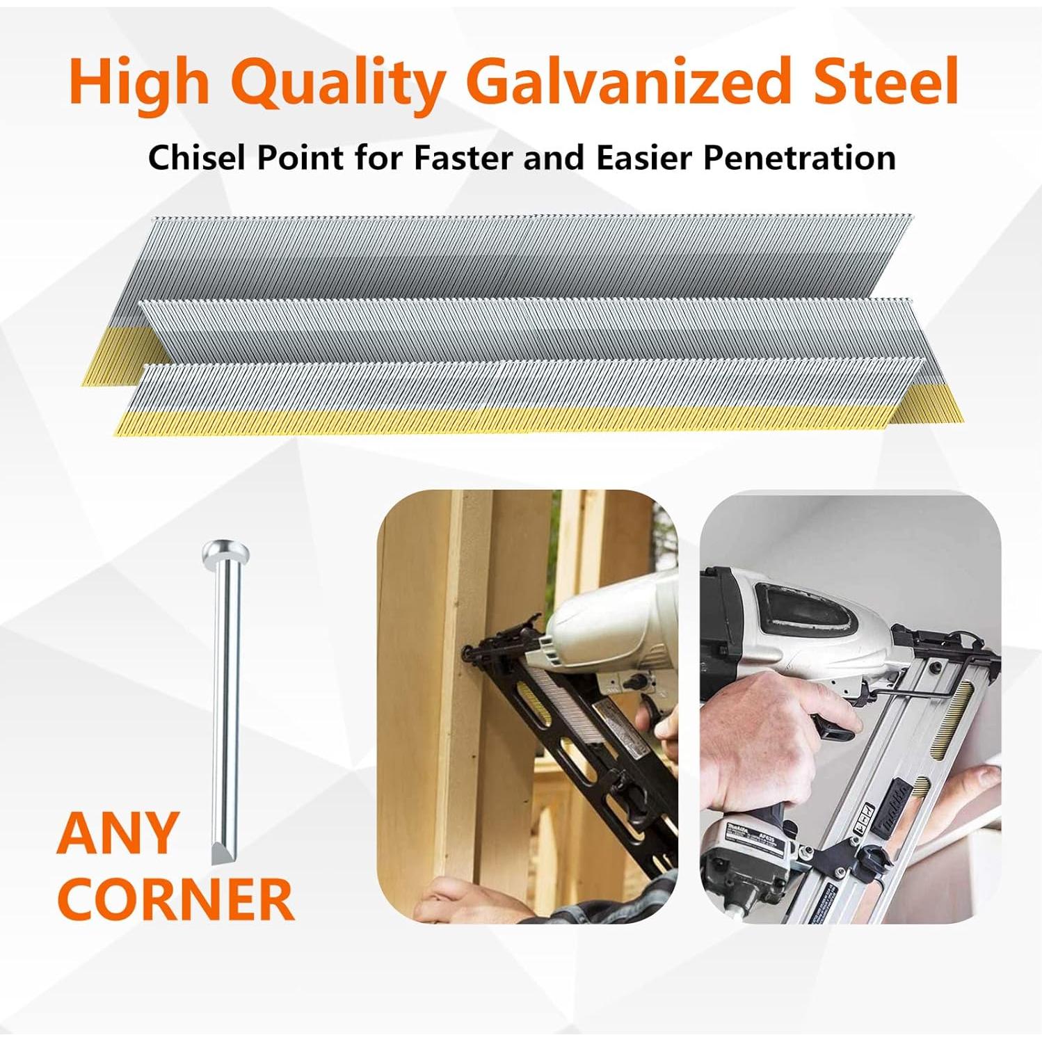 Clavos de Acabado Angulados 15 Gauge Galvanizados - 900 Piezas