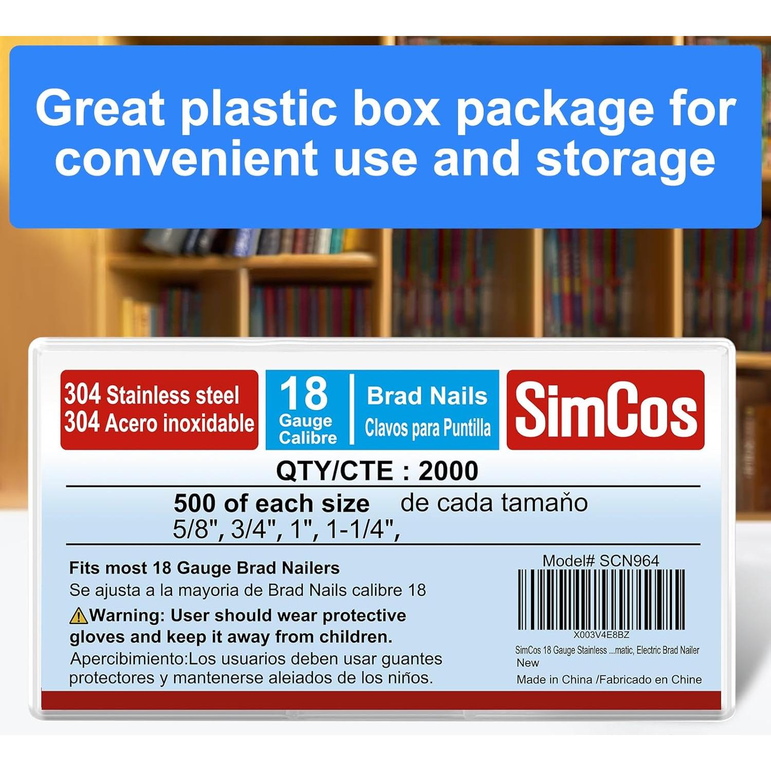 Clavos Brad de Acero Inoxidable 18 Gauge 2000 pcs 1.59-3.18 cm