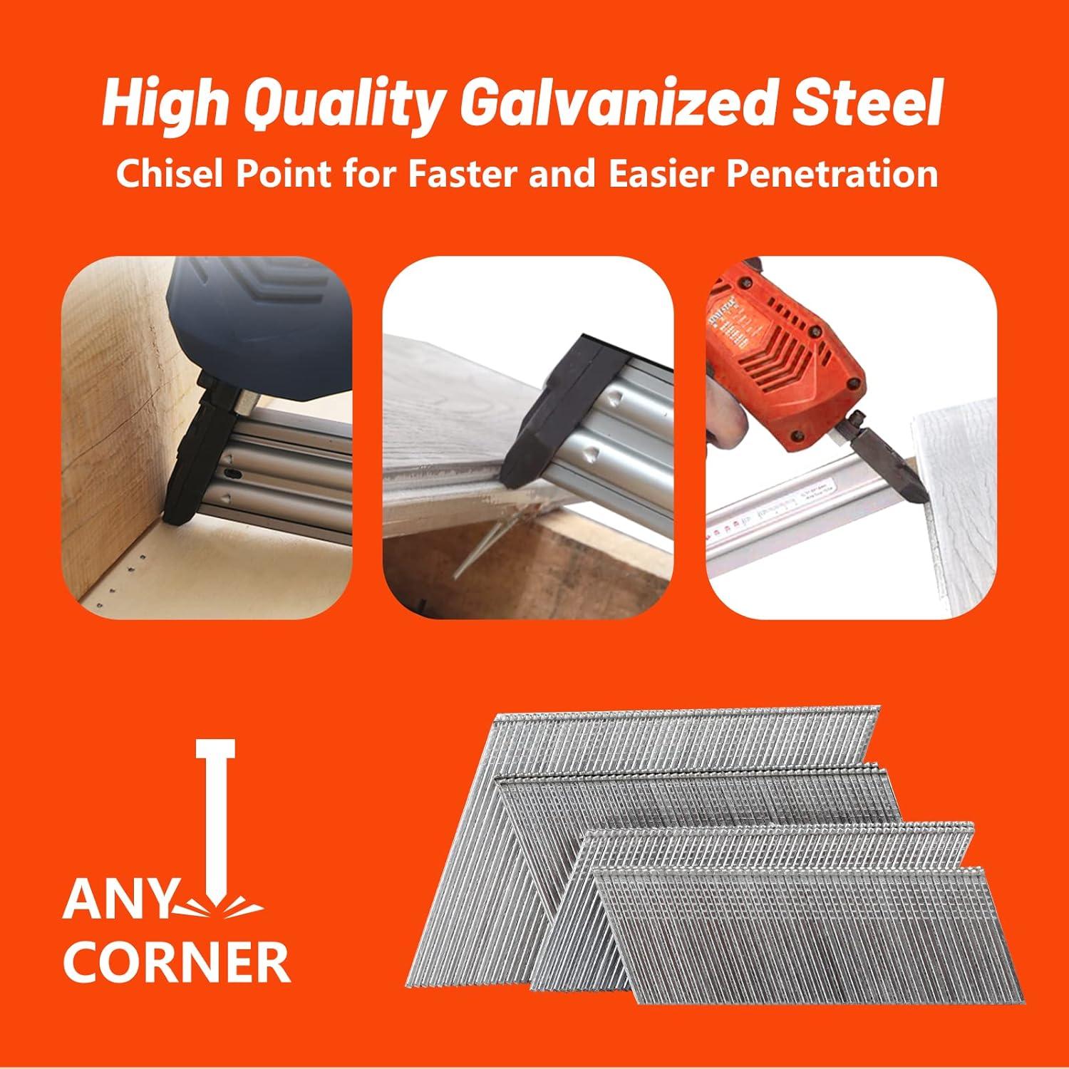 Clavos de Acabado Angulados 16 Gauge Galvanizados SITLDY 2000 Pcs