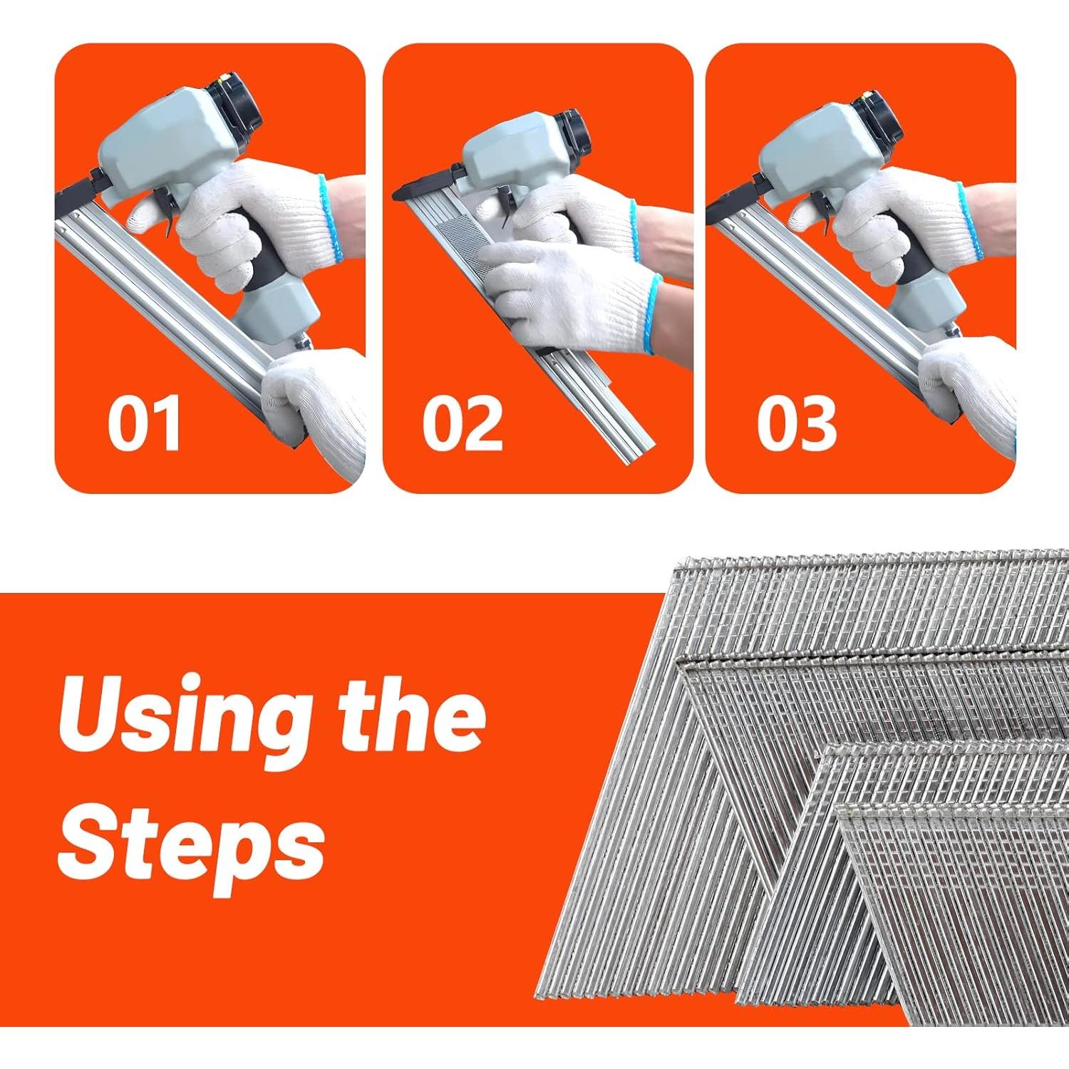 Clavos de Acabado Angulados 16 Gauge Galvanizados SITLDY 2000 Pcs