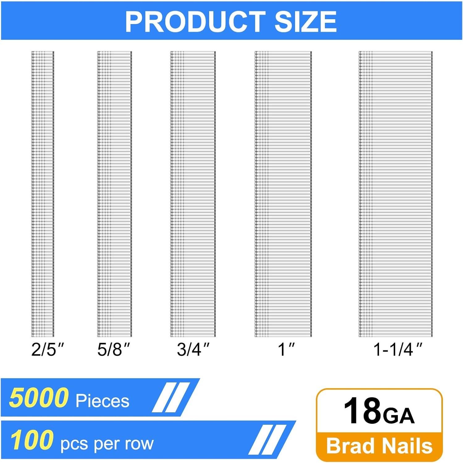 5000 Clavos Brad Galvanizados 18 GA Simcos - 5 Tamaños