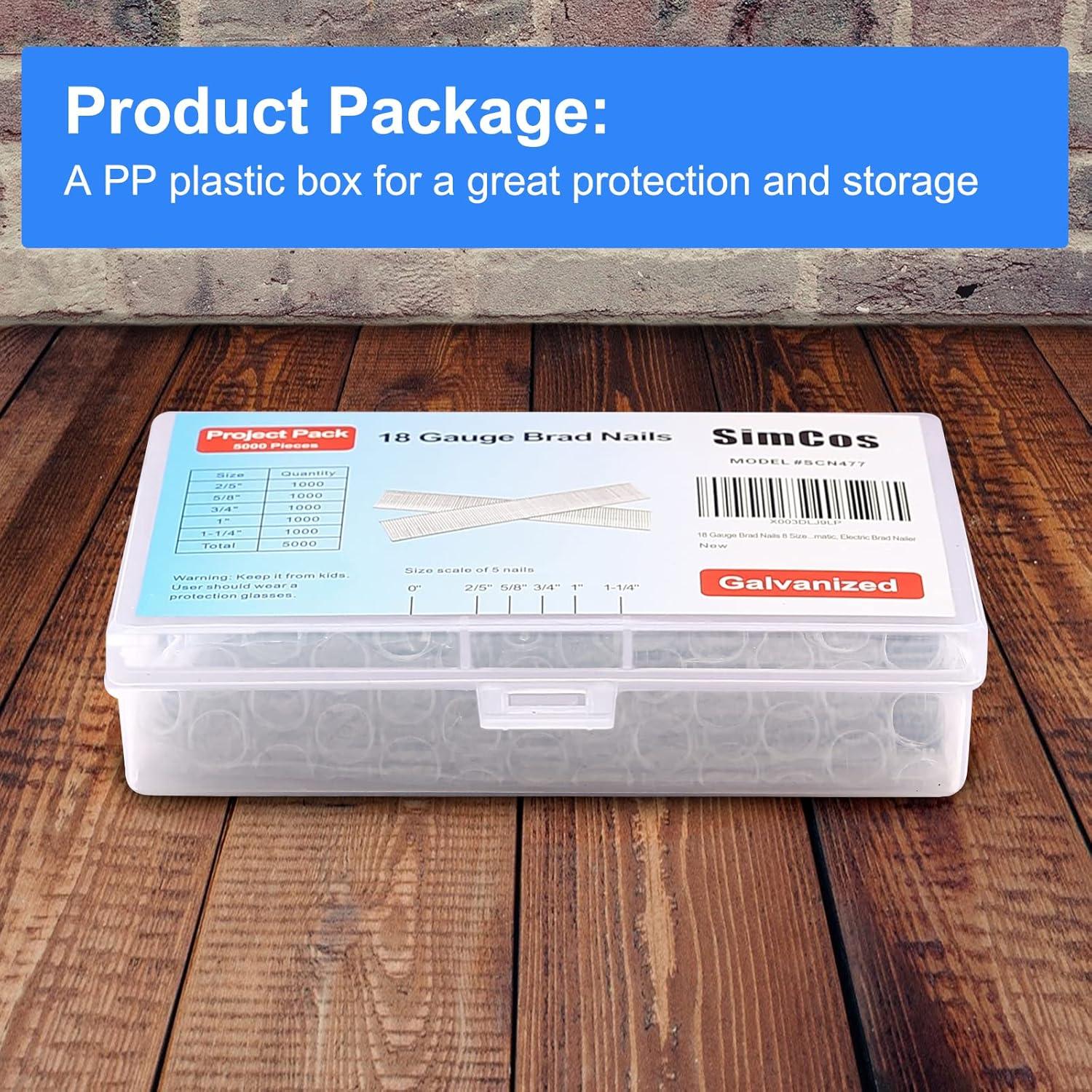 5000 Clavos Brad Galvanizados 18 GA Simcos - 5 Tamaños