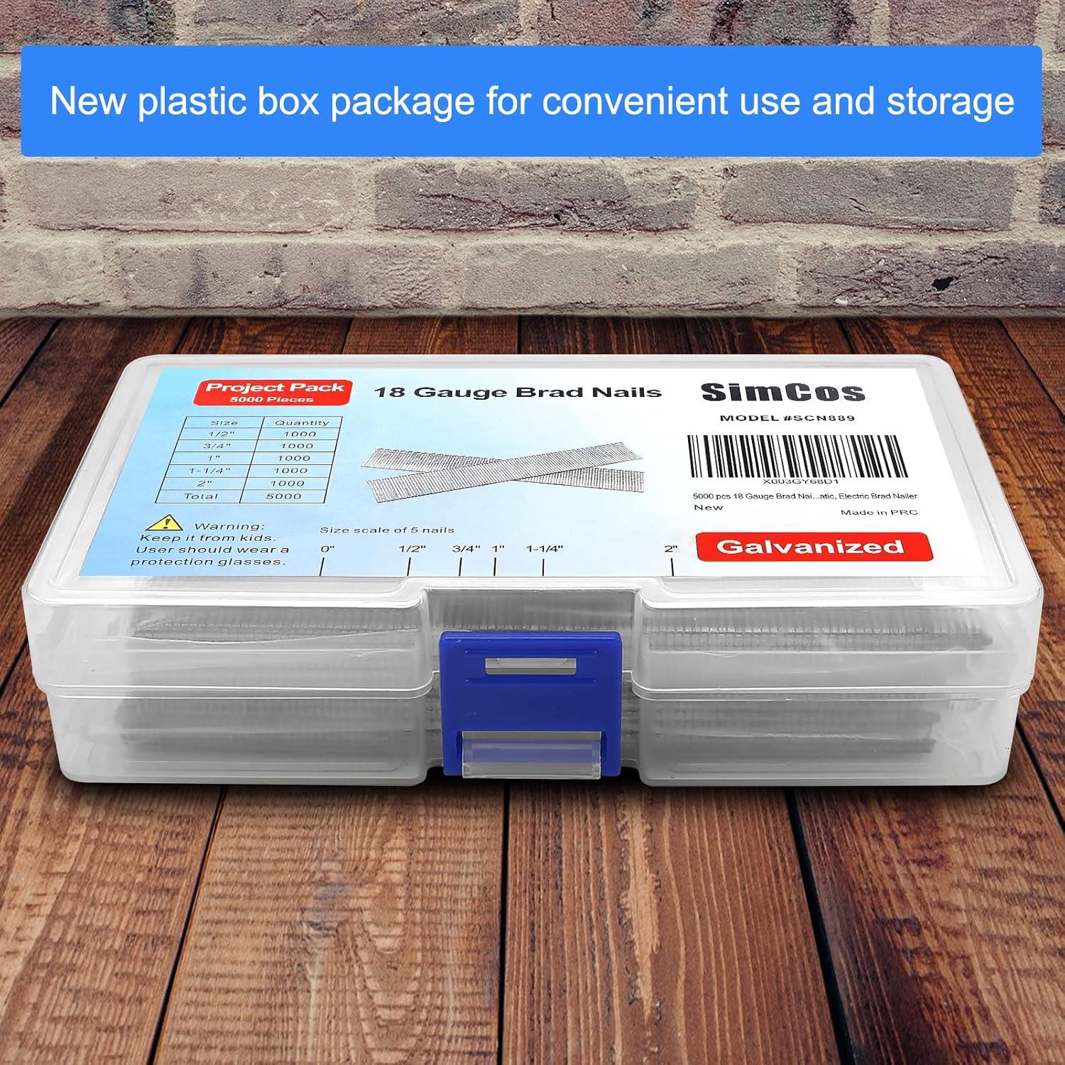 5000 Clavos Brad Galvanizados 18 GA Simcos - 5 Tamaños