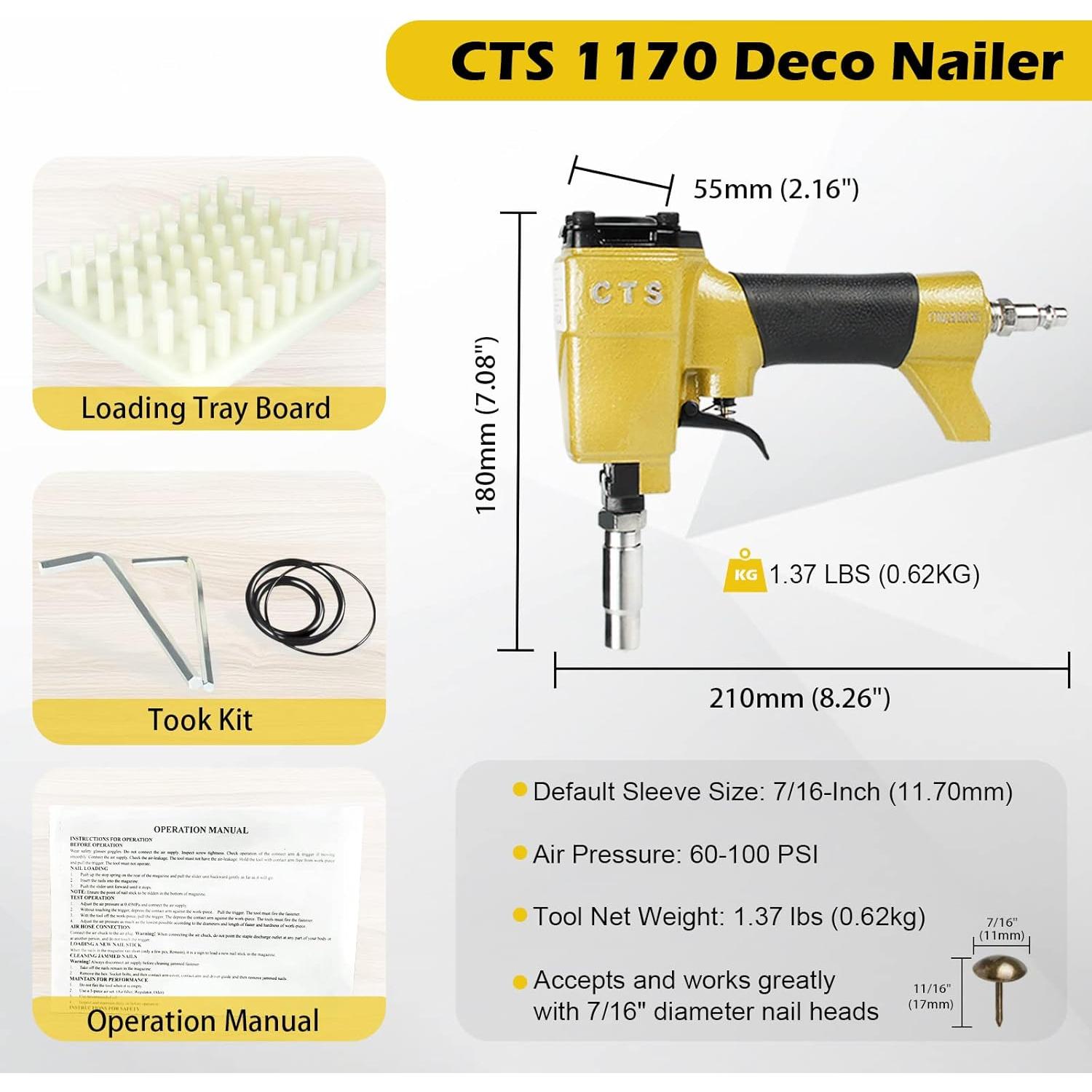 Pistola de Clavos Neumática CTS 1170 para Tapicería 11.7mm