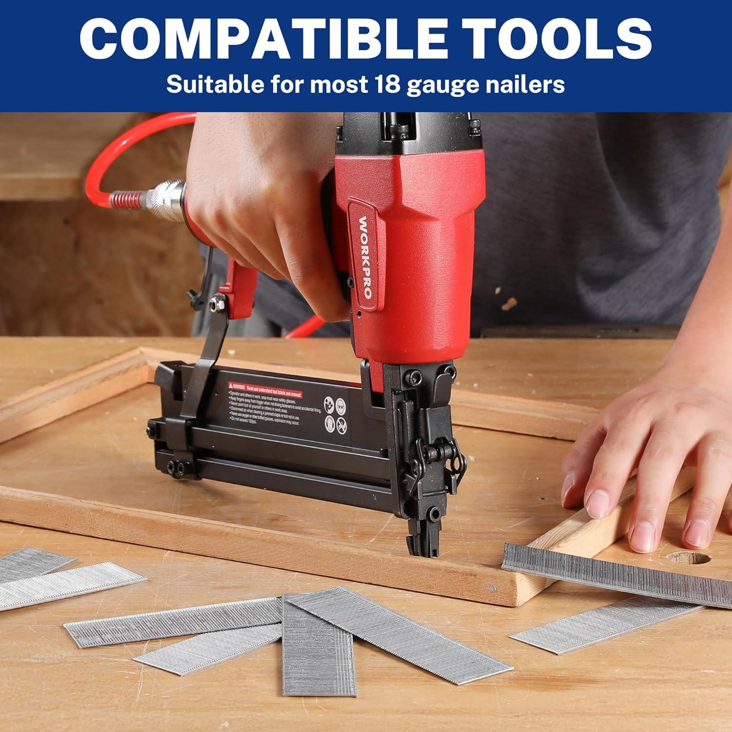 Clavos Brad Universales WORKPRO 18 Gauge 6000 Piezas 3.18 cm