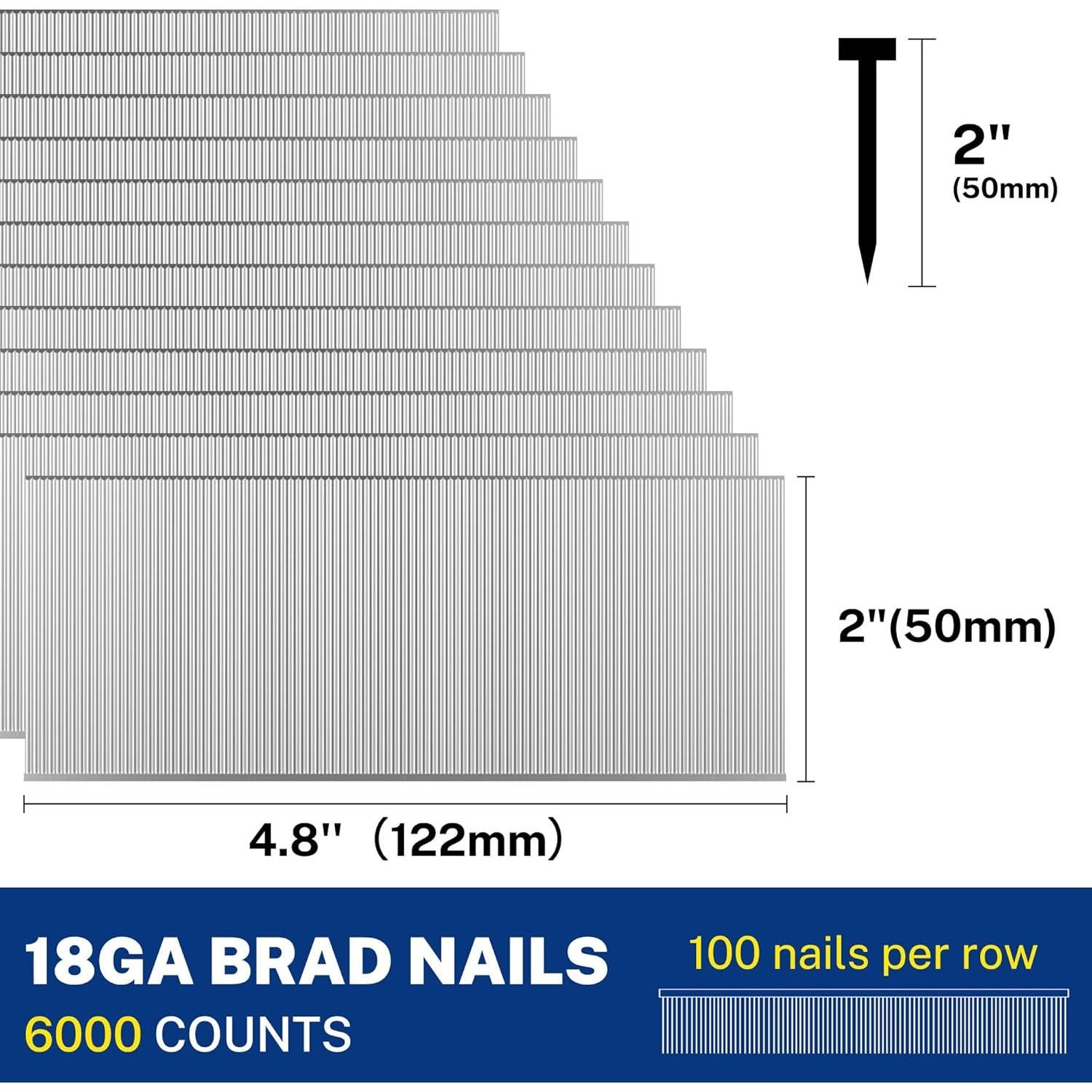 Clavos Brad WORKPRO 50mm 18 Gauge 6000 Unidades Universales