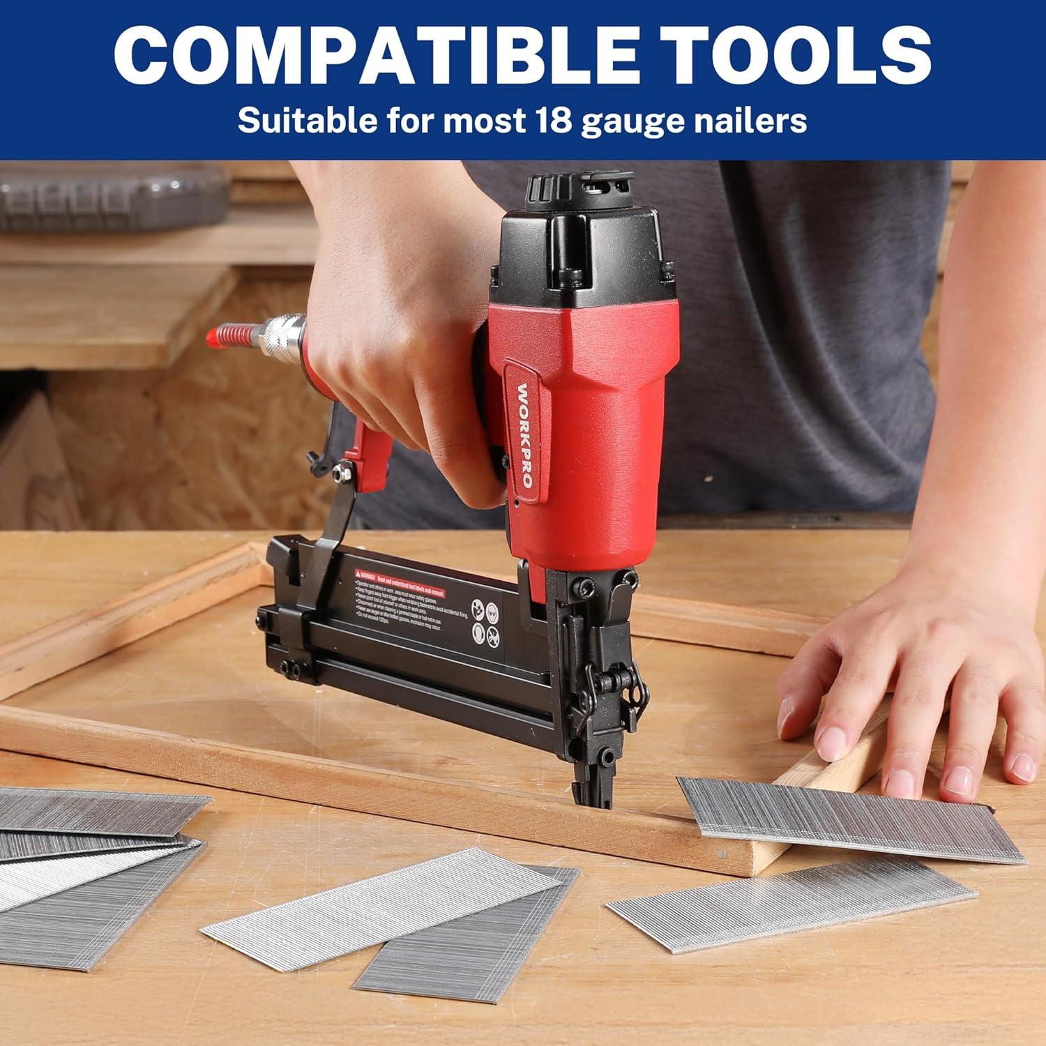 Clavos Brad WORKPRO 50mm 18 Gauge 6000 Unidades Universales