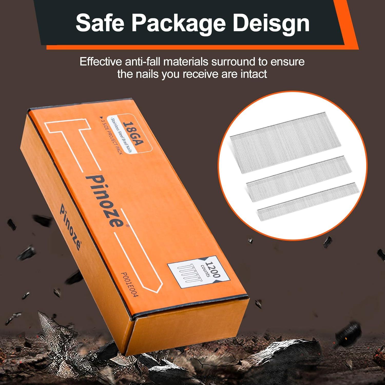 Clavos de Brad Acero Inoxidable 18GA 1200 Piezas 5cm 3cm 1.9cm