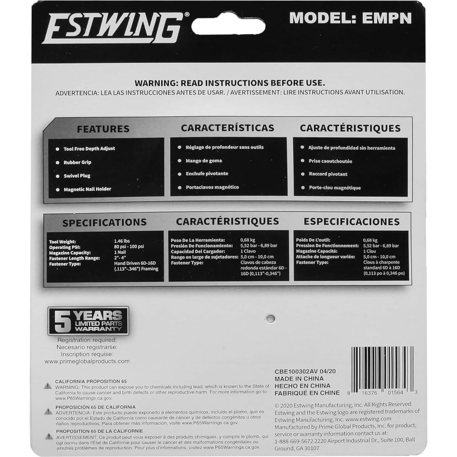 Clavadora Neumática Mini de Palma Estwing EMPN 0.64 kg