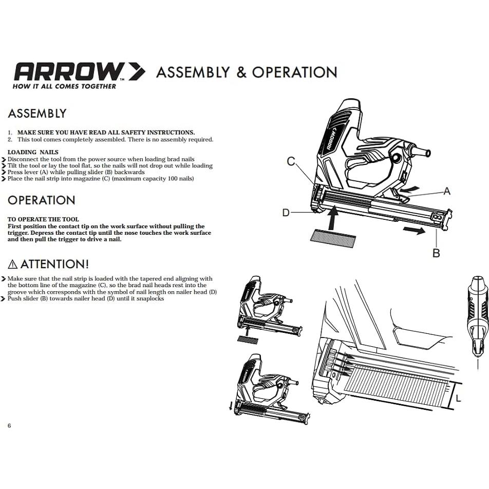Clavadora eléctrica Brad Arrow ET200BN 2.58 kg ajustable