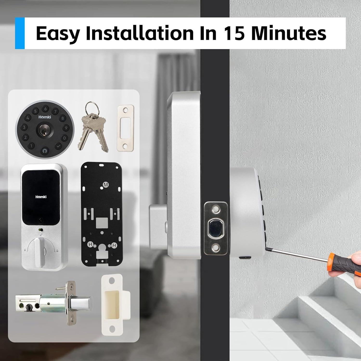 Cerradura Inteligente Winforhour Homki-01 Teclado Bluetooth Plata