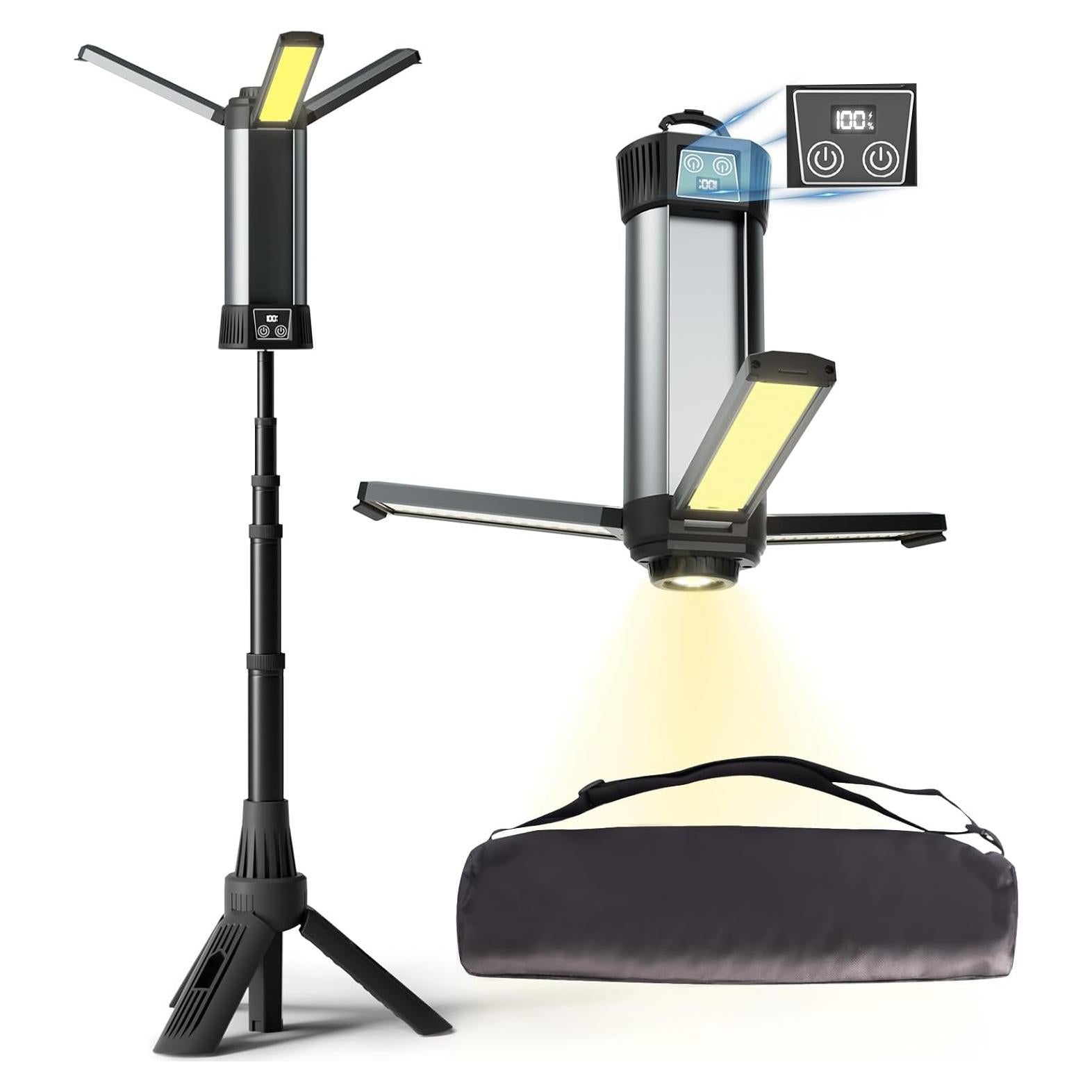 Luz de Trabajo LED Recargable Mlogiroa con Trípode 2000 Lúmenes