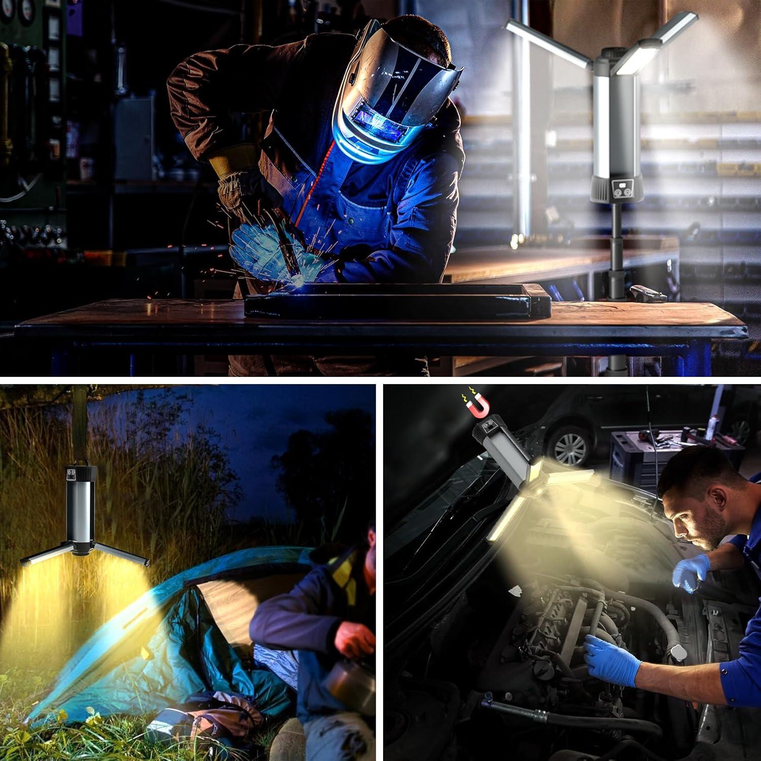 Luz de Trabajo LED Recargable Mlogiroa con Trípode 2000 Lúmenes