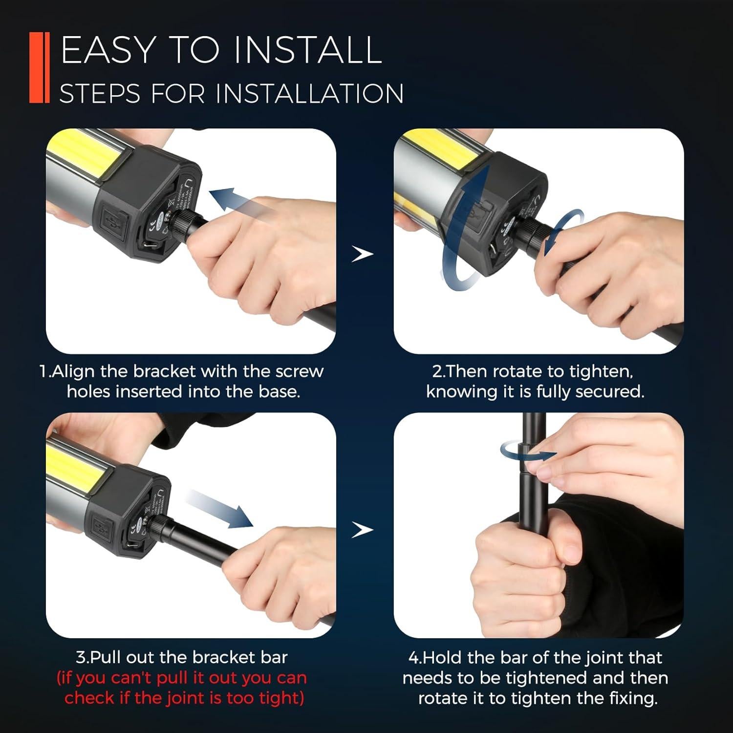 Luz de Trabajo LED Recargable Mlogiroa con Trípode 2000 Lúmenes