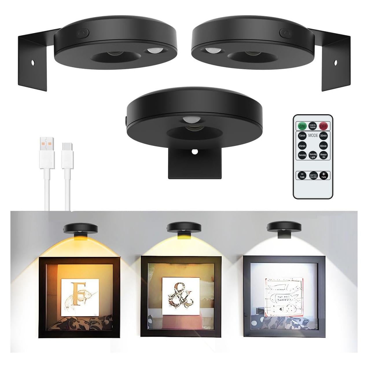 3Pack Luces LED EUIOKUN para Cuadros con Control Remoto