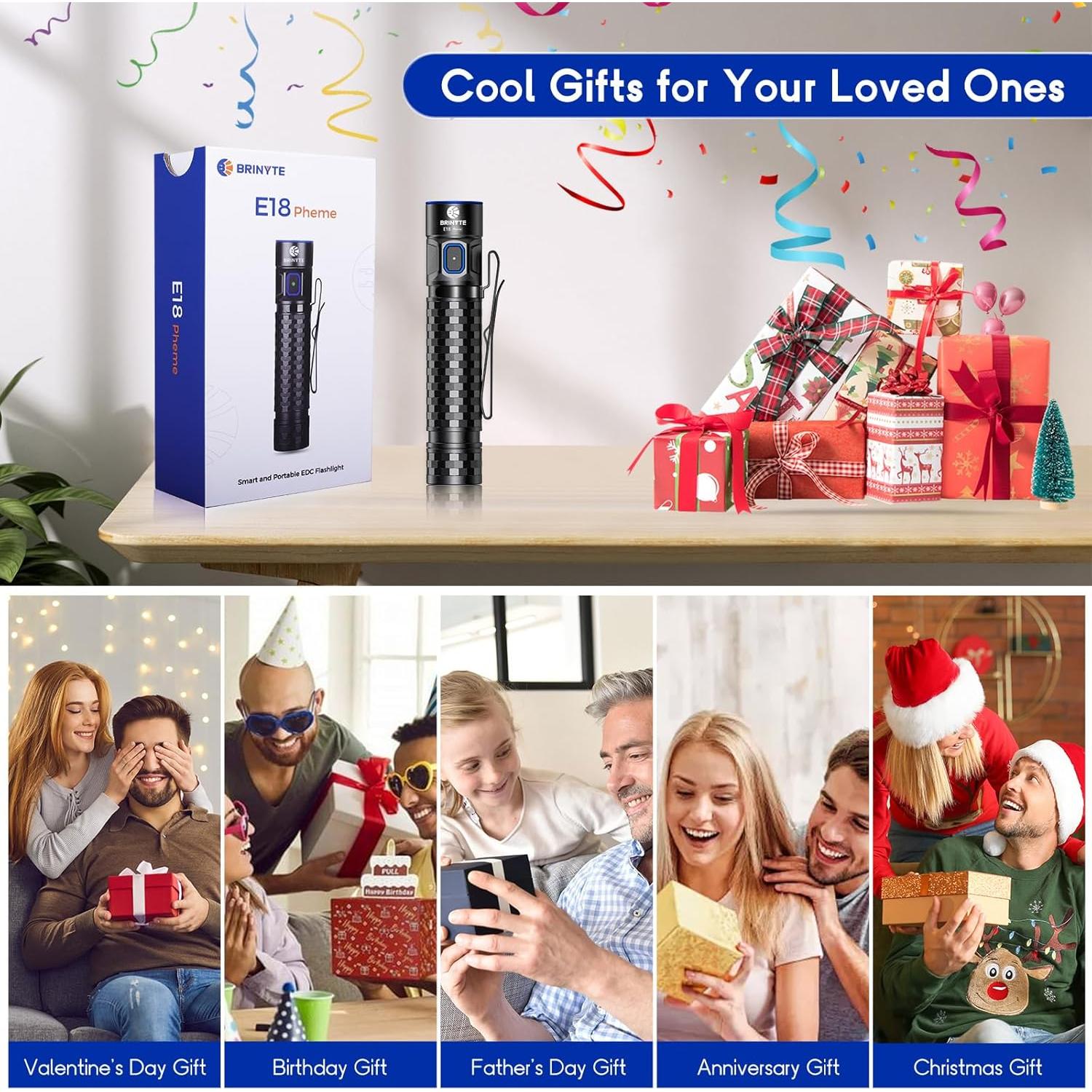 Linterna LED Recargable Brinyte E18 1200 Lúmenes IP68