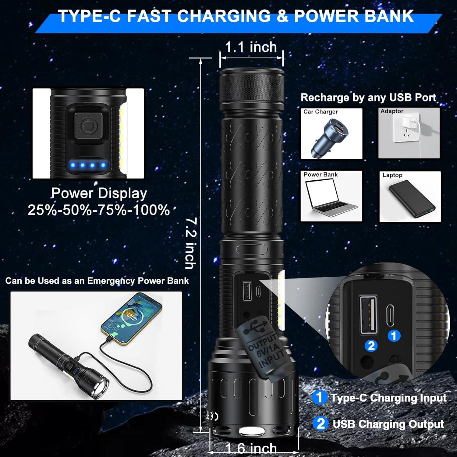 Linterna LED Recargable Banral K-2303-B 8 Modos 5000mAh