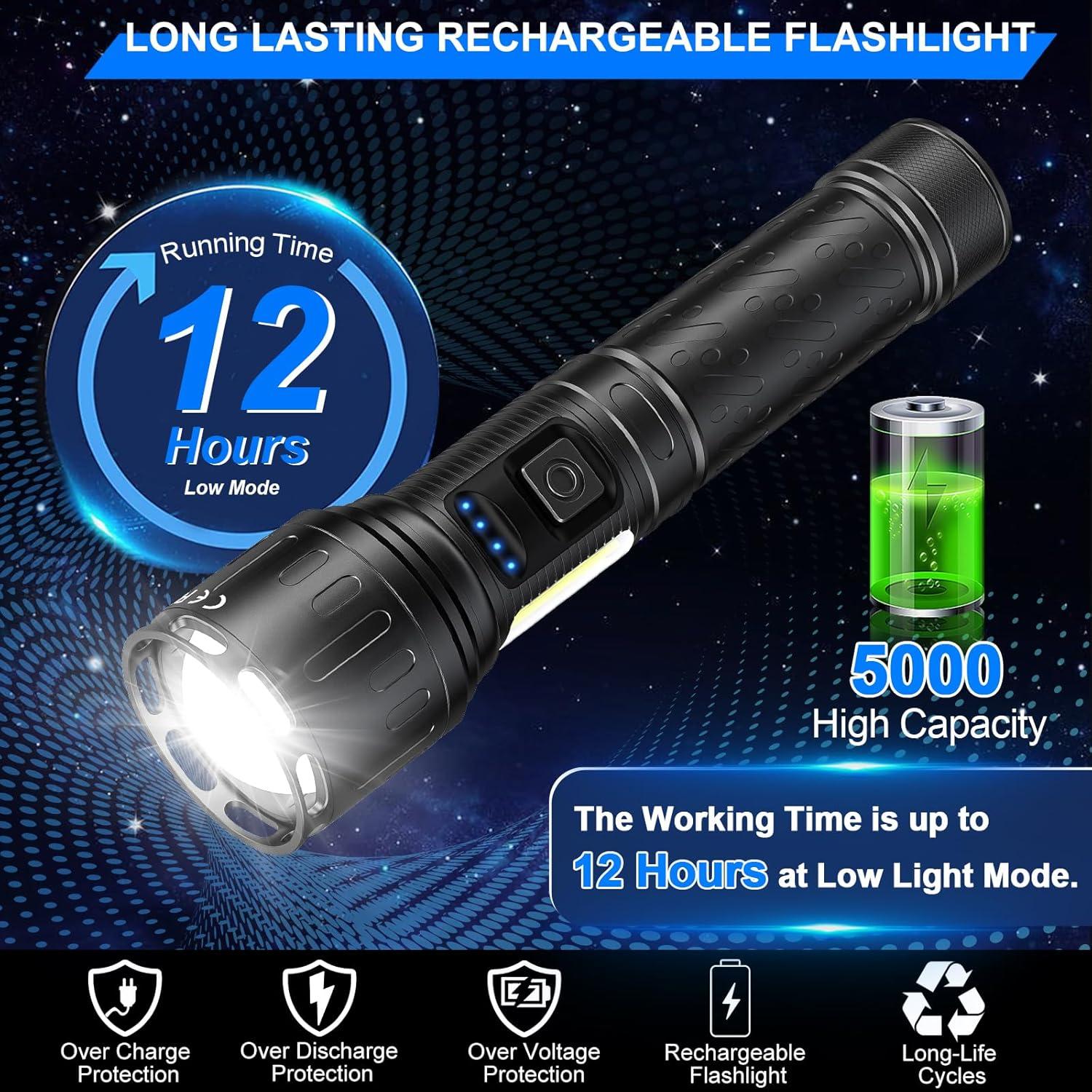Linterna LED Recargable Banral K-2303-B 8 Modos 5000mAh