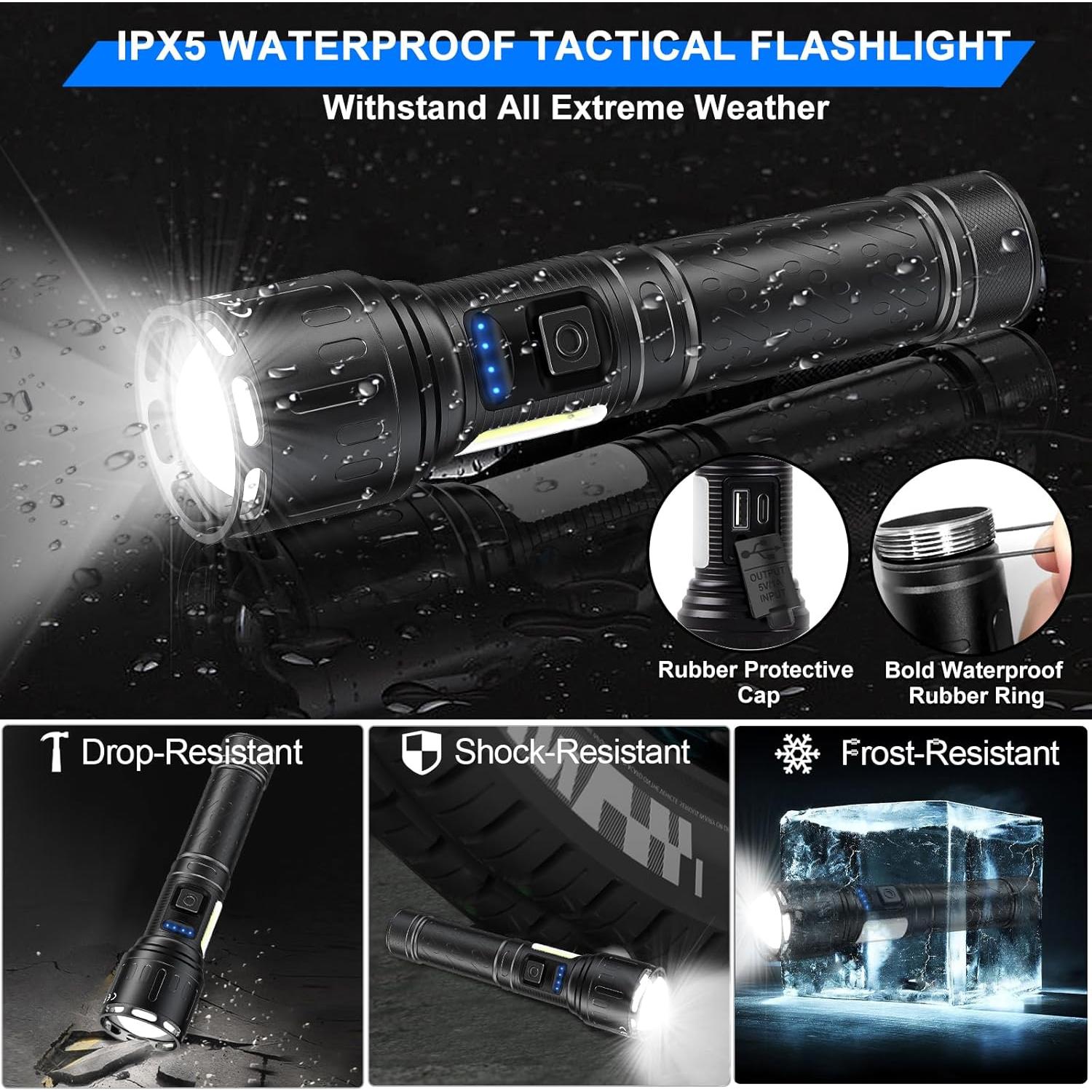 Linterna LED Recargable Banral K-2303-B 8 Modos 5000mAh