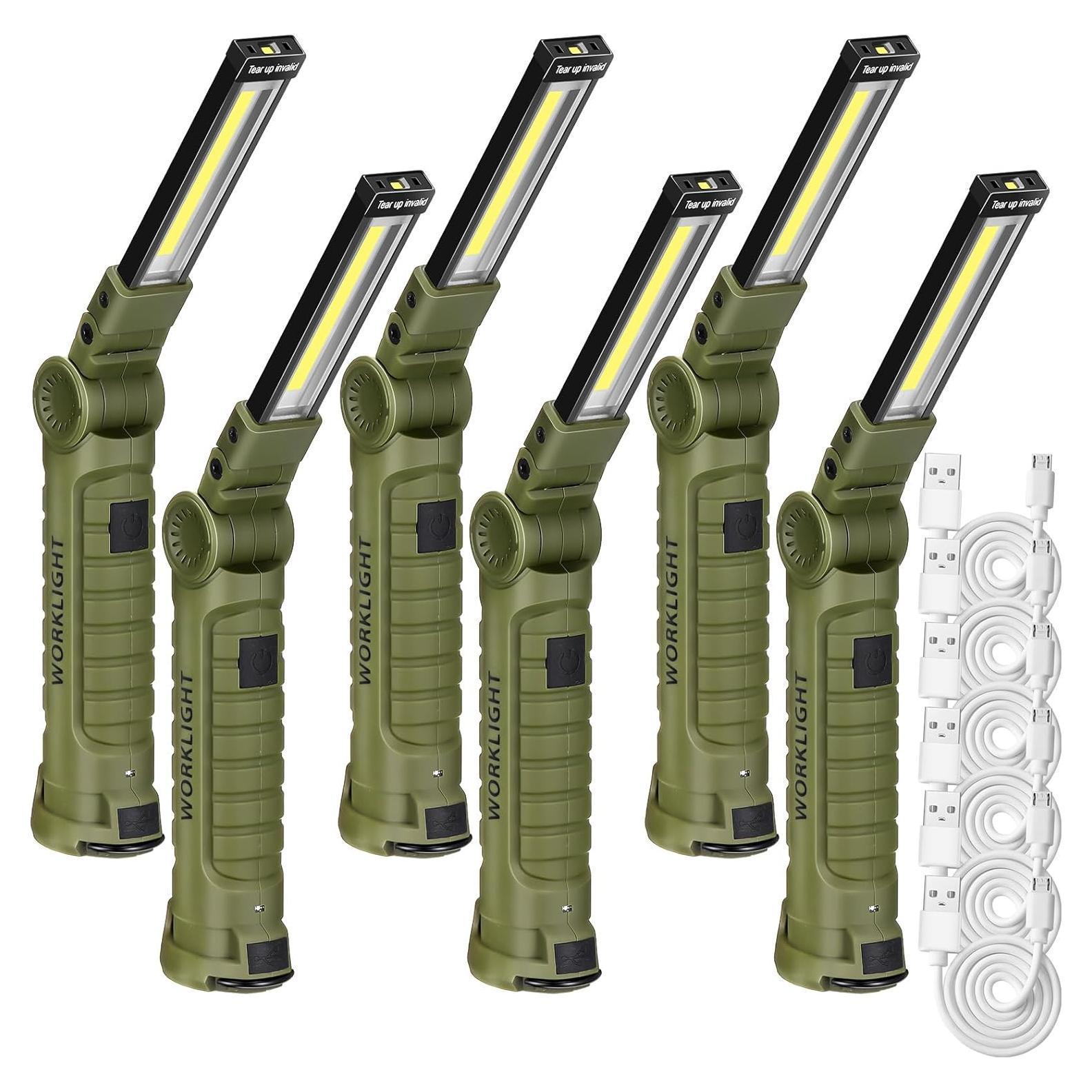 6 Linternas LED Recargables Rossesay 5 Modos 360° Verde Oscuro