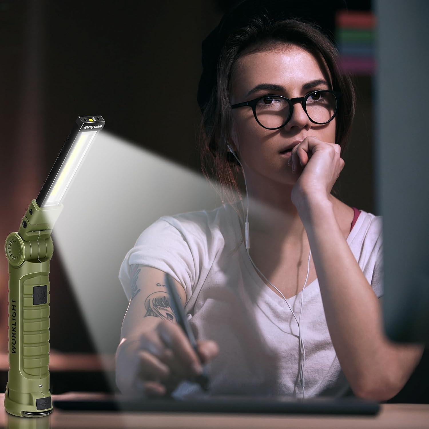 6 Linternas LED Recargables Rossesay 5 Modos 360° Verde Oscuro