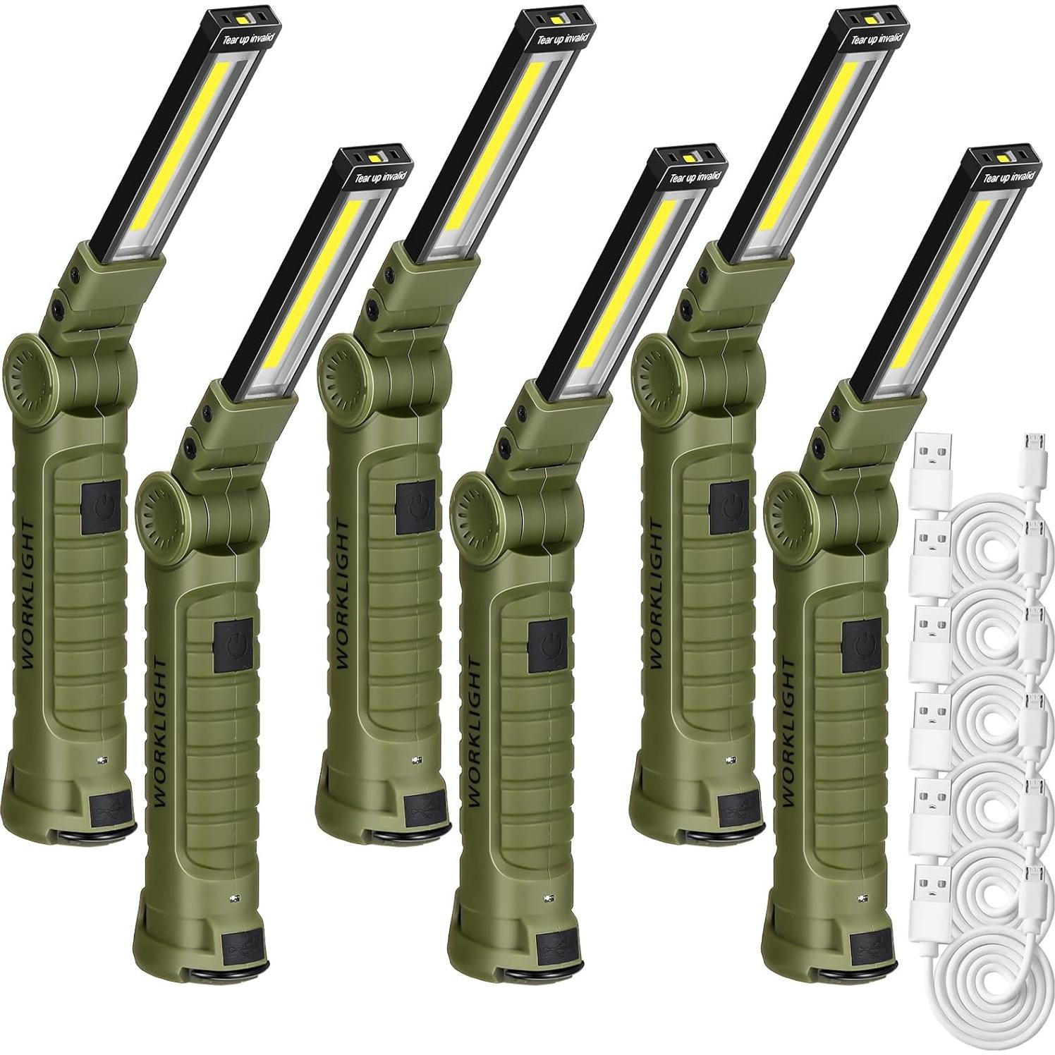 6 Linternas LED Recargables Rossesay 5 Modos 360° Verde Oscuro