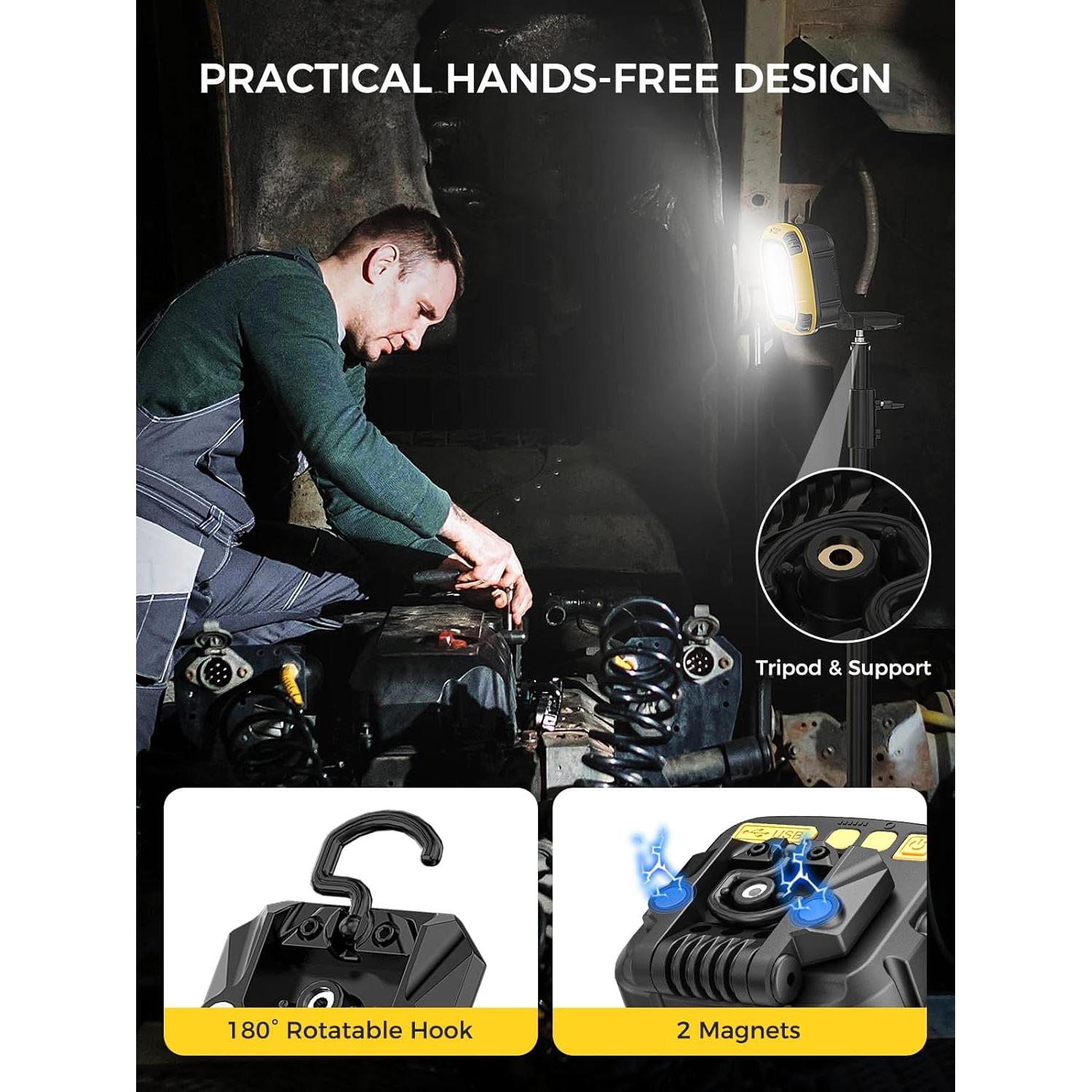 Luz de Trabajo Smiling Shark LED 4000 Lúmenes 18 Modos Recargable