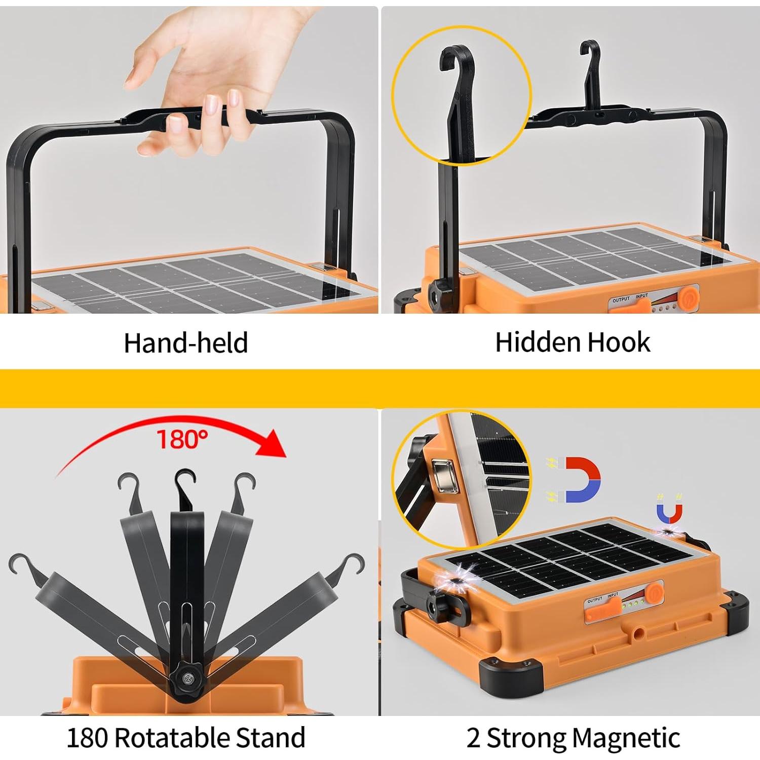 Luz de Trabajo Solar Recargable HZZ 100W LED IP66 Portátil