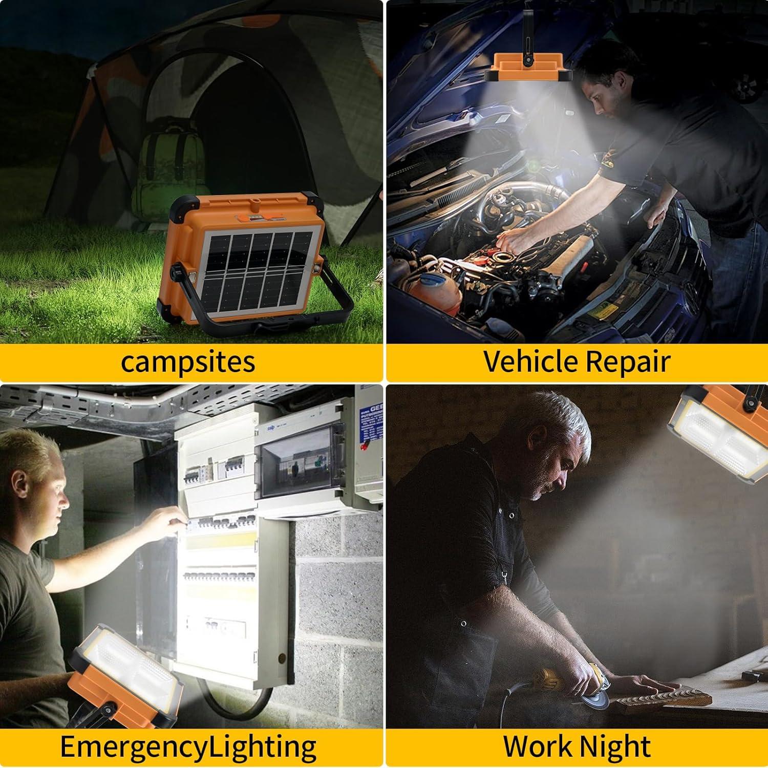 Luz de Trabajo Solar Recargable HZZ 100W LED IP66 Portátil